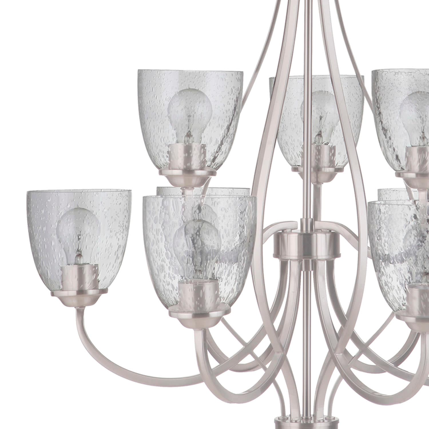 Serene Brushed Polished Nickel 9-Light Transitional Chandelier