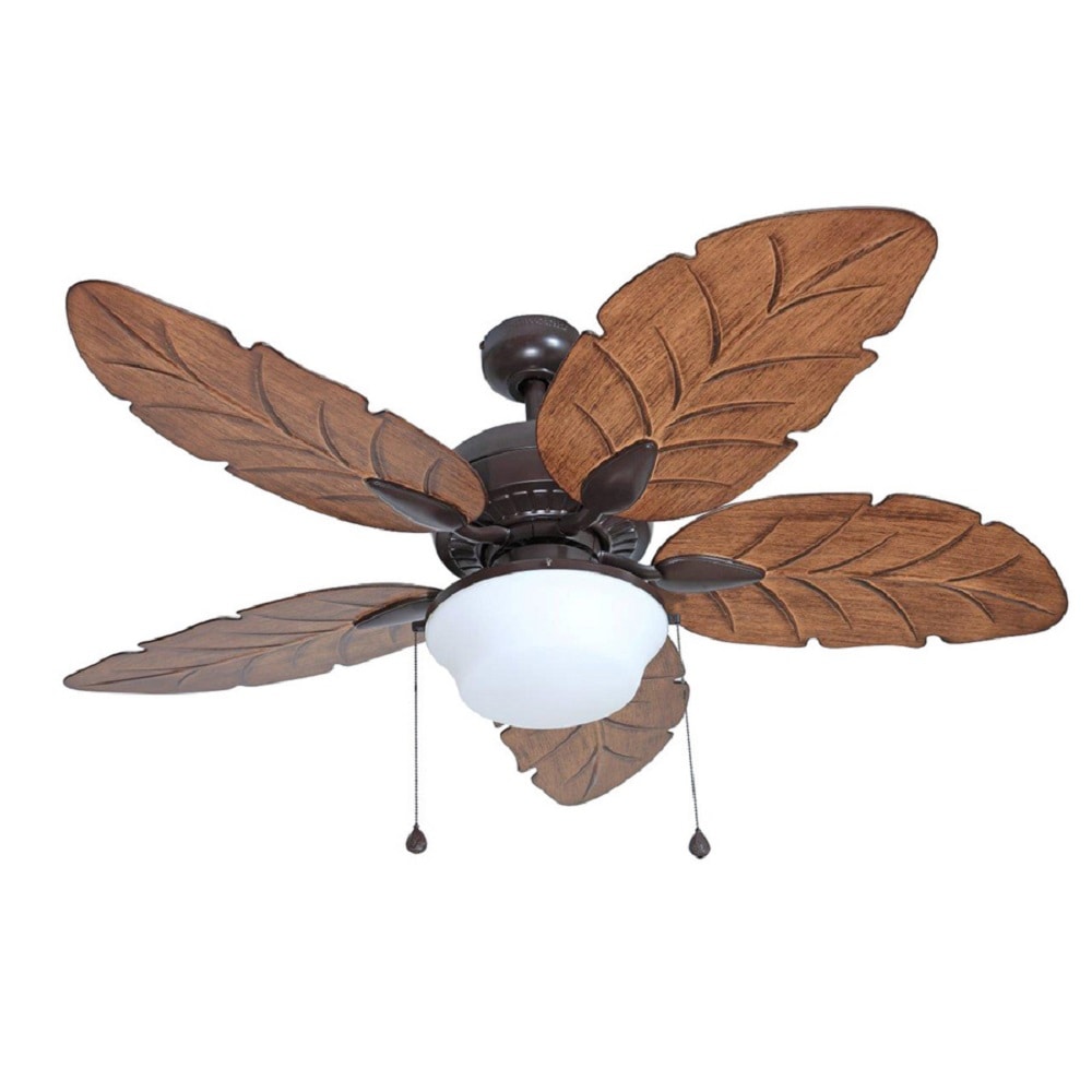 Harbor Breeze Waveport 52 In Weathered Bronze Led Indoor Outdoor Downrod Or Flush Mount Ceiling Fan With Light 5 Blade The Fans Department At Com - Bright Light Outdoor Ceiling Fan