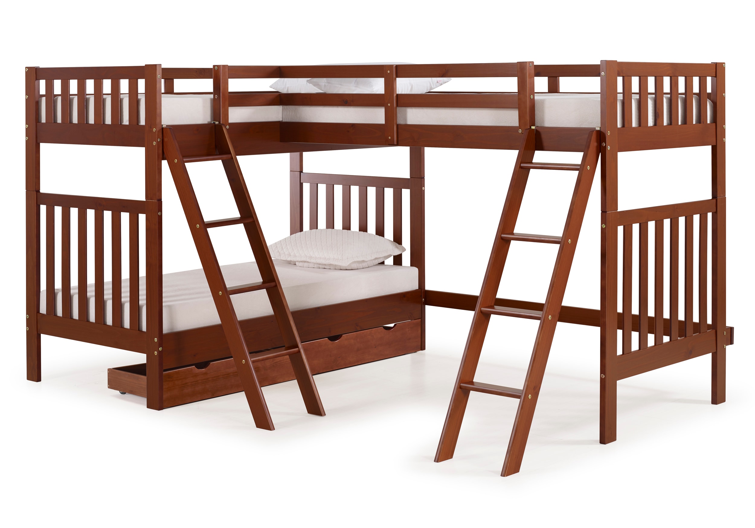 Alaterre Furniture Aurora Chestnut Twin Over Twin Bunk Bed at Lowes.com