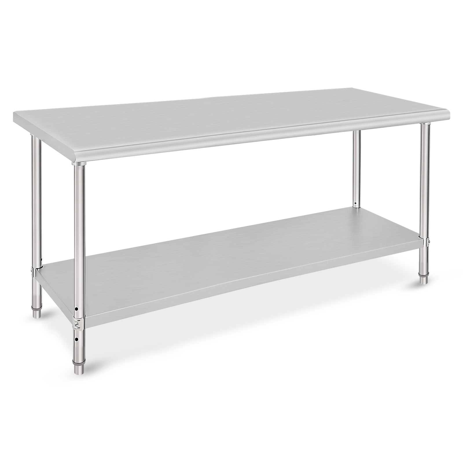 IdealHouse 72x30 Inch - Double Layer Stainless Steel Work Table with Adjustable Undershelf - NSF Certified Commercial Prep Bench for Kitchen Restaurant or Garage (No Tailgate No Casters)