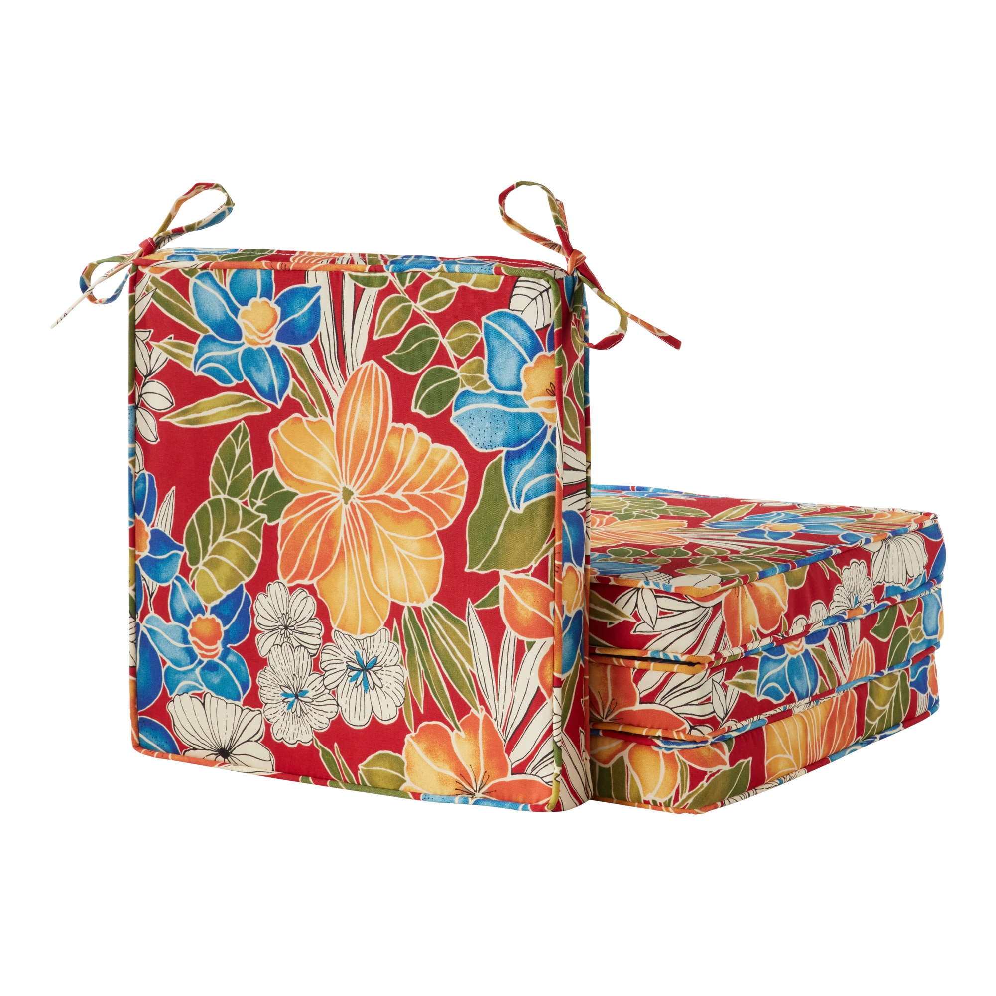 Greendale Home Fashions OP2100S4-ALOHA-RED 18-in x 18-in 4 -Piece Aloha Red Patio chair cushion