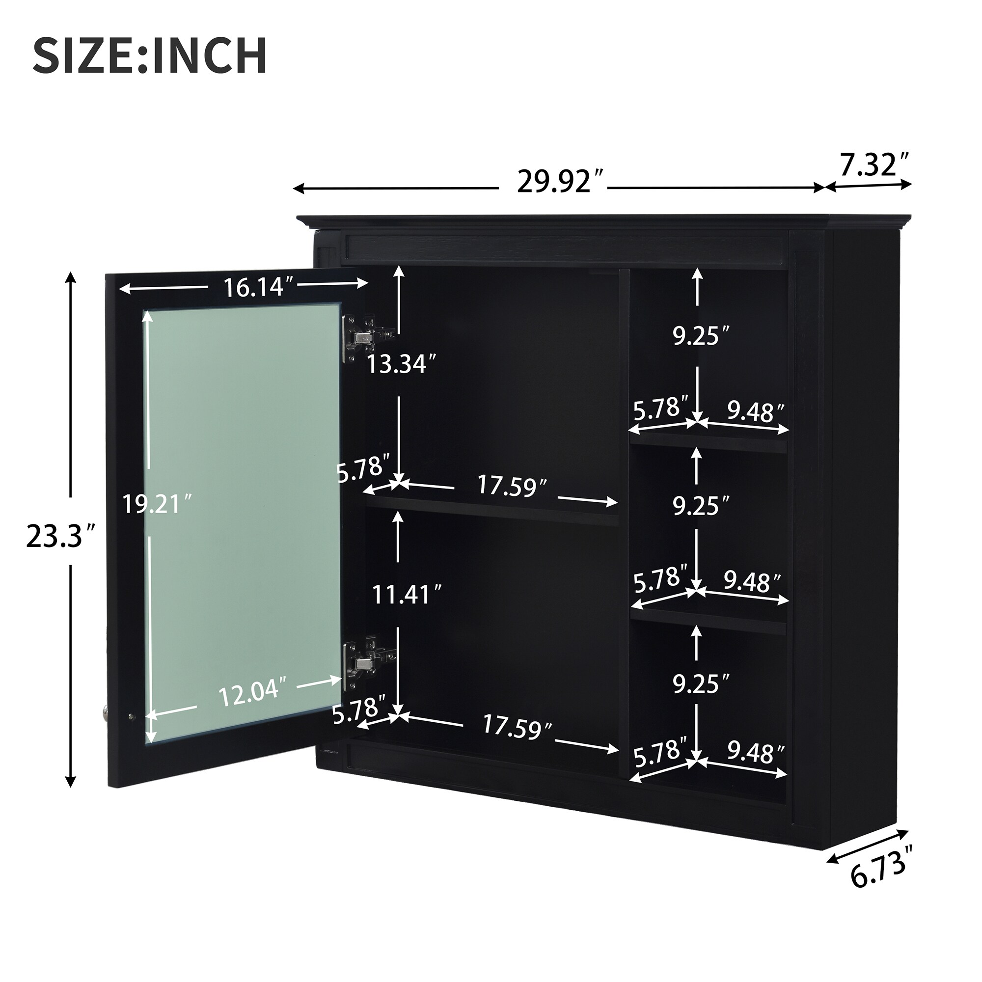 Hrinhom BA02-BLACK Bathroom-Medicine-Cabinets - View #8