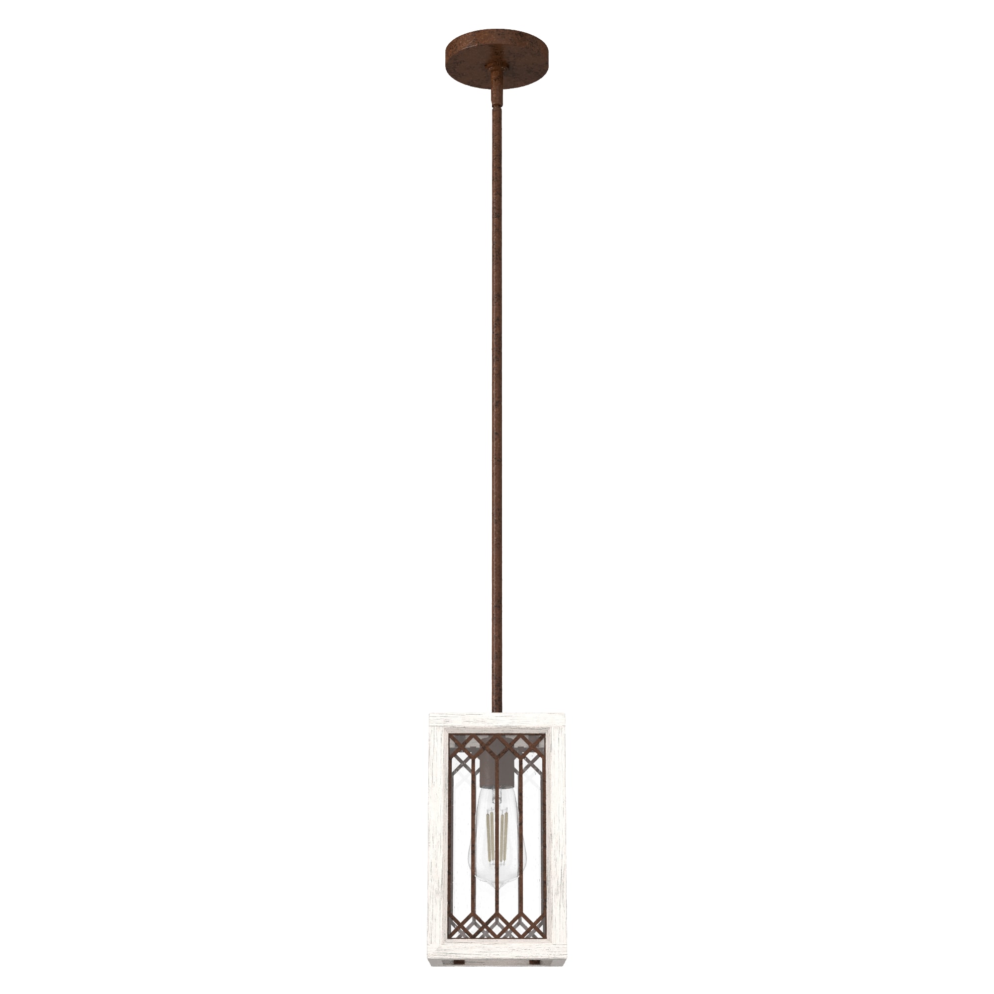Chevron 10.75" White Glass Mini Pendant Light with Textured Rust Finish