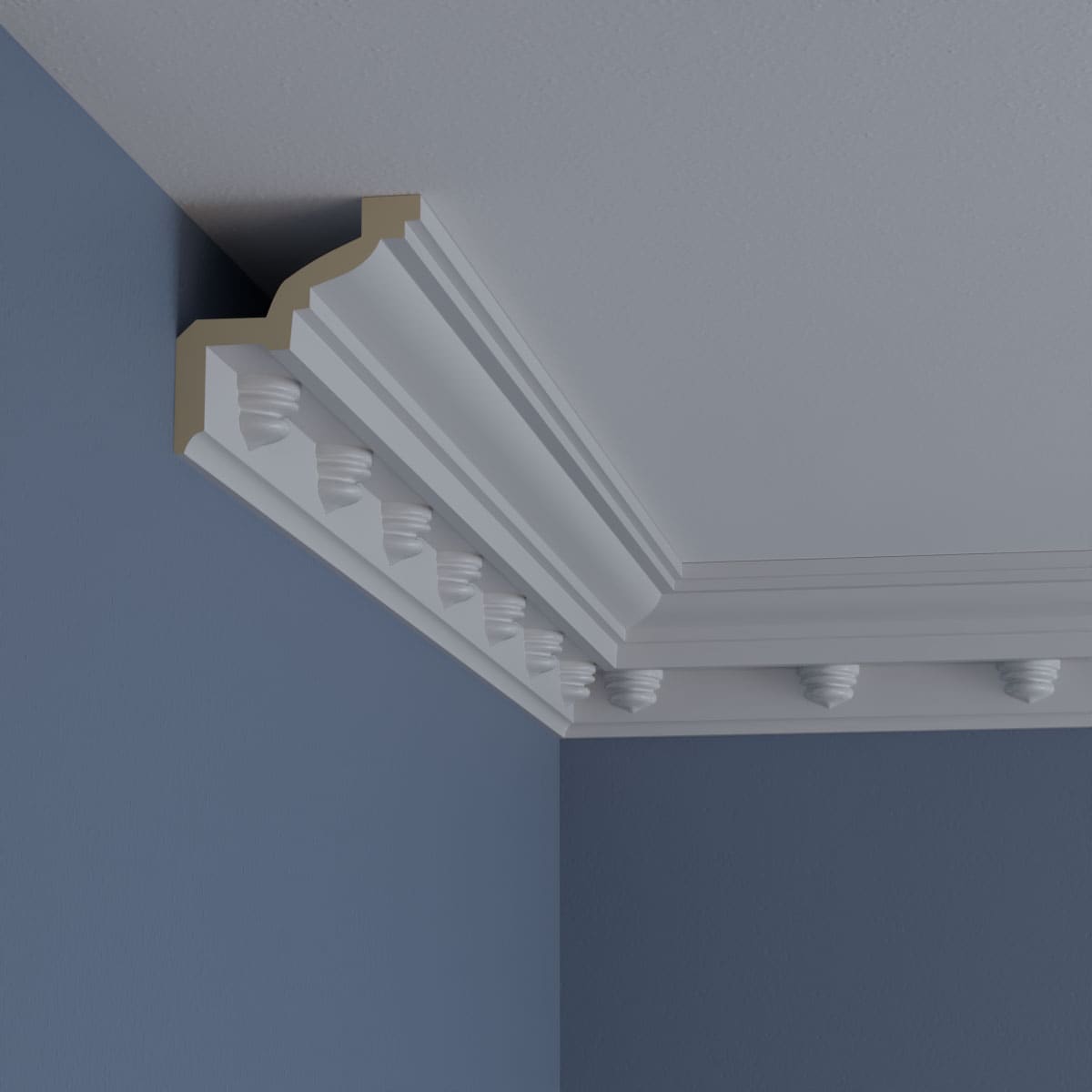 Primed White Polyurethane Nouveau Crown Moulding 94.5"