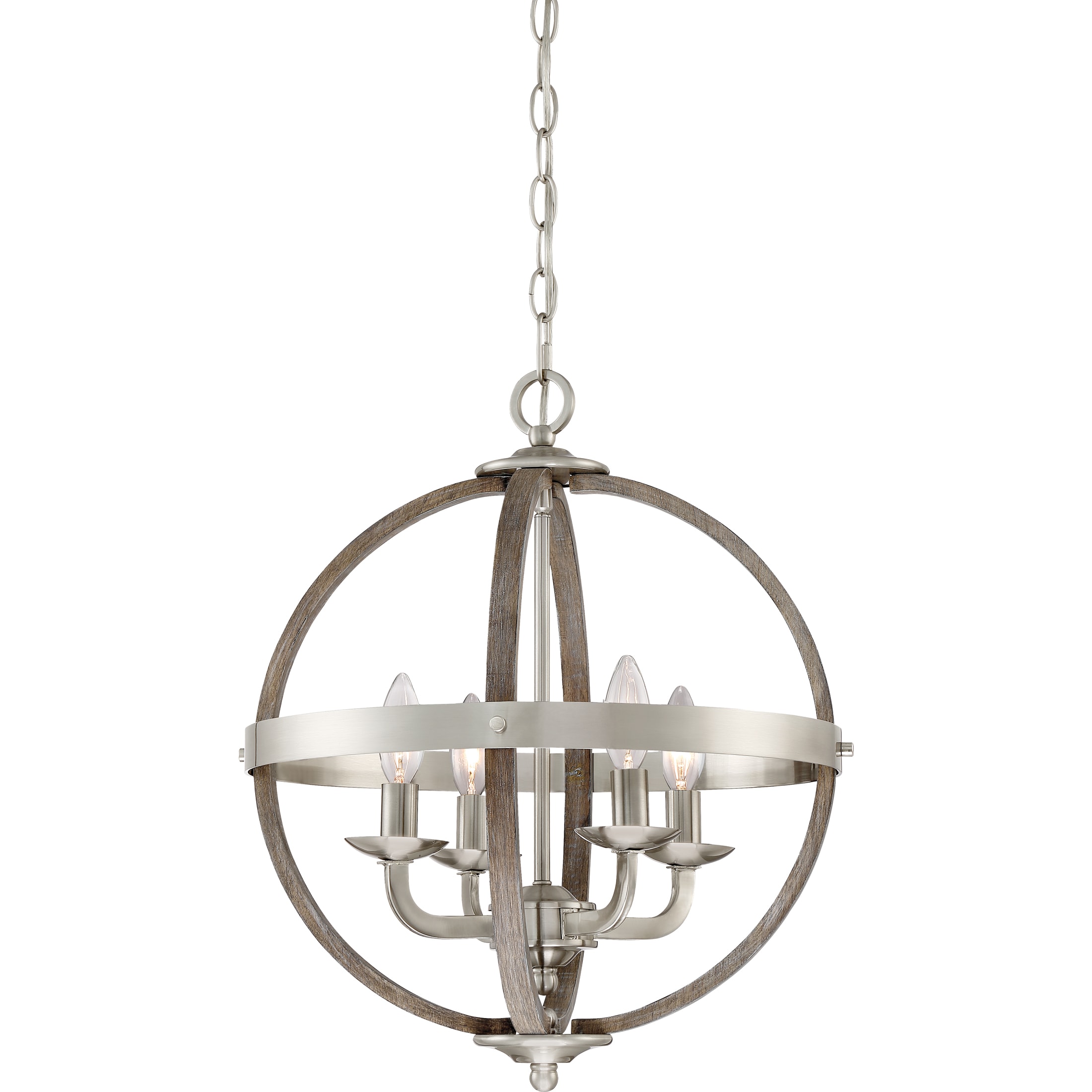 Quoizel FSN5204BN Fusion 4-Light Brushed Nickel Transitional Damp Rated Chandelier