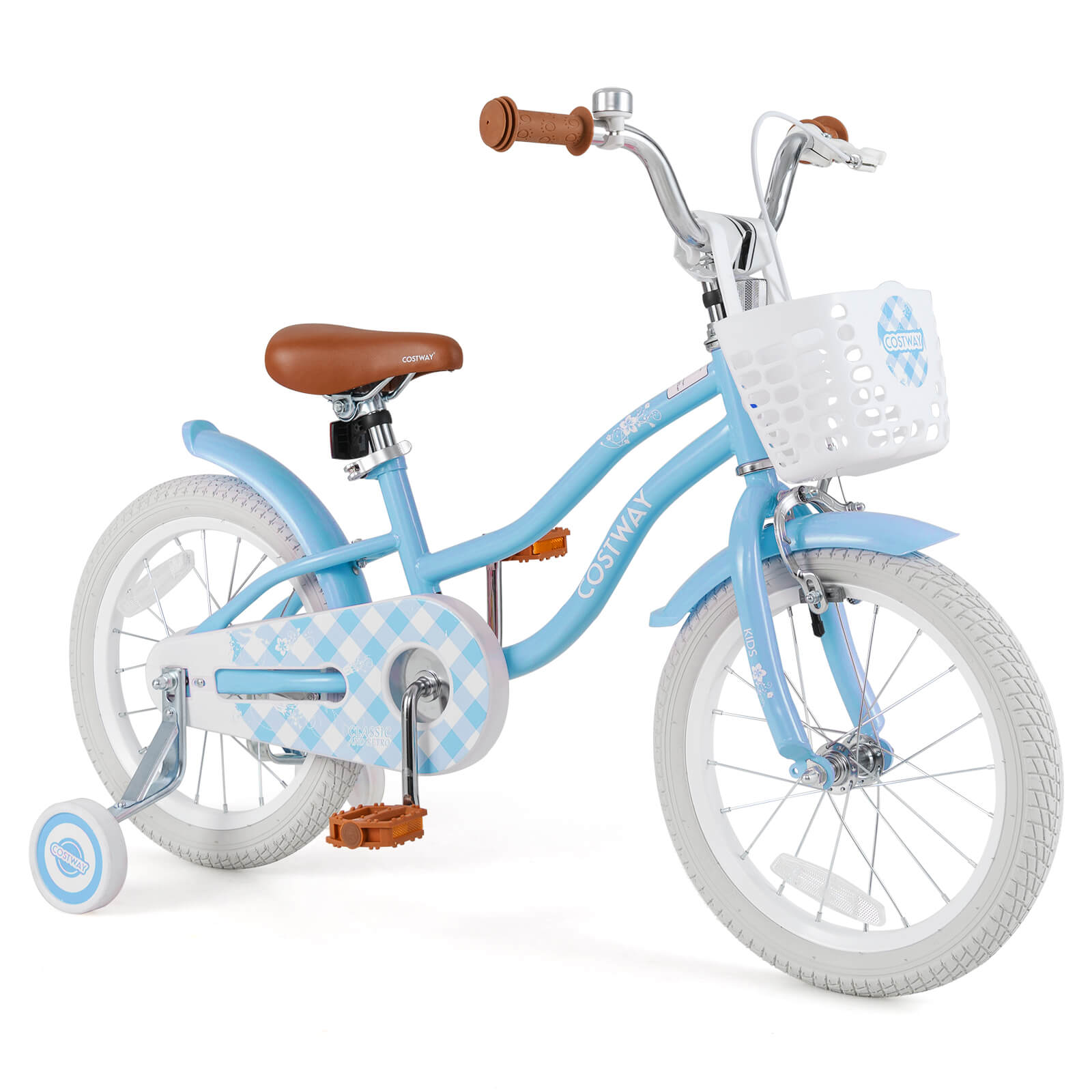 Costway - 16 inches Kids Bike Toddler Adjustable Bicycle with Training Wheel for 4-7 Years Old G...