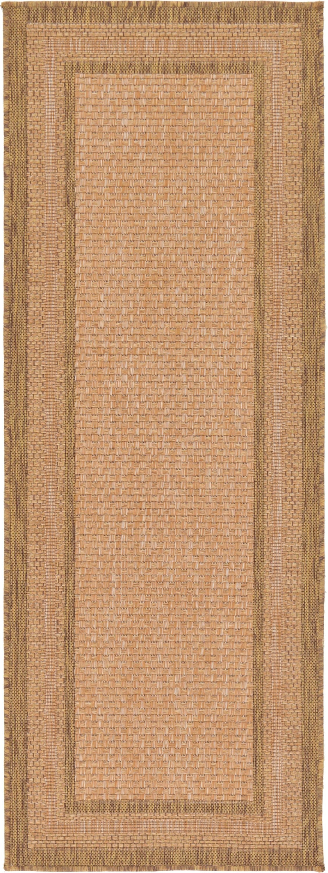 Unique Loom 3127199 Multi Border Outdoor 2 x 6 (ft) Loomed Polypropylene Light Brown/Brown Rectangular Indoor/Outdoor Geometric Runner rug