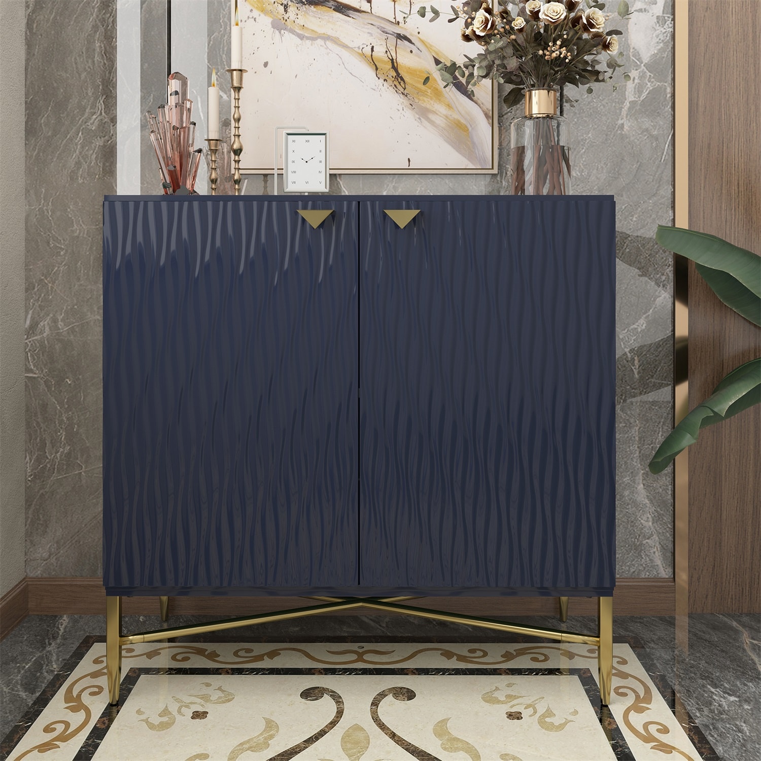 Mondawe MO-JH-032-BL 31.5-in W 2-Door Blue Accent Cabinet