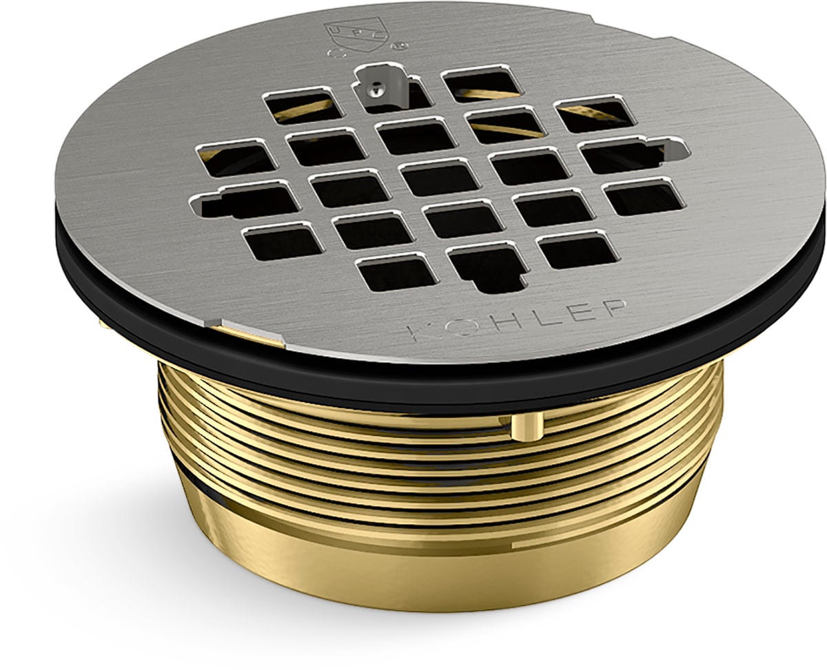 KOHLER K-22675-BS 2-in Brushed Stainless Steel Round Perforated Shower Drain