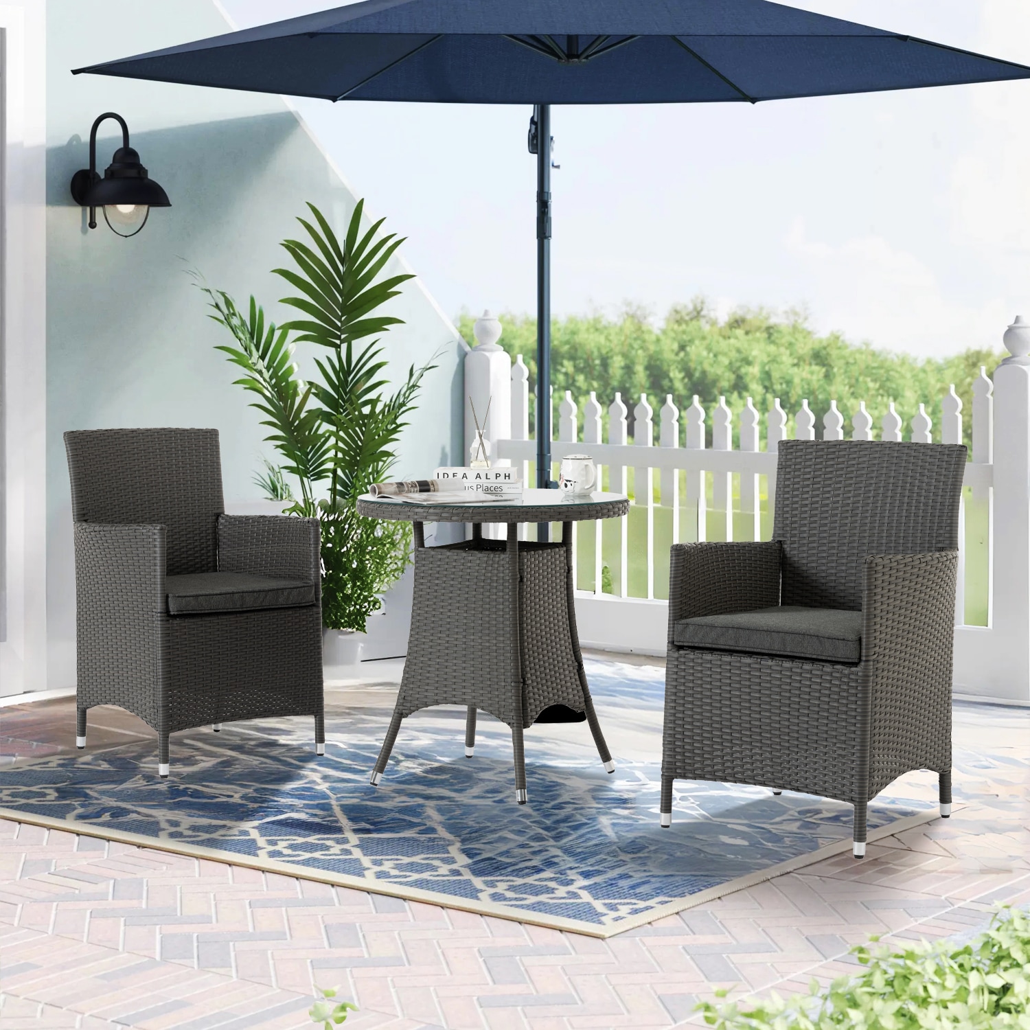Maincraft D01-PFS79 3 -Piece Rattan Patio Conversation Set