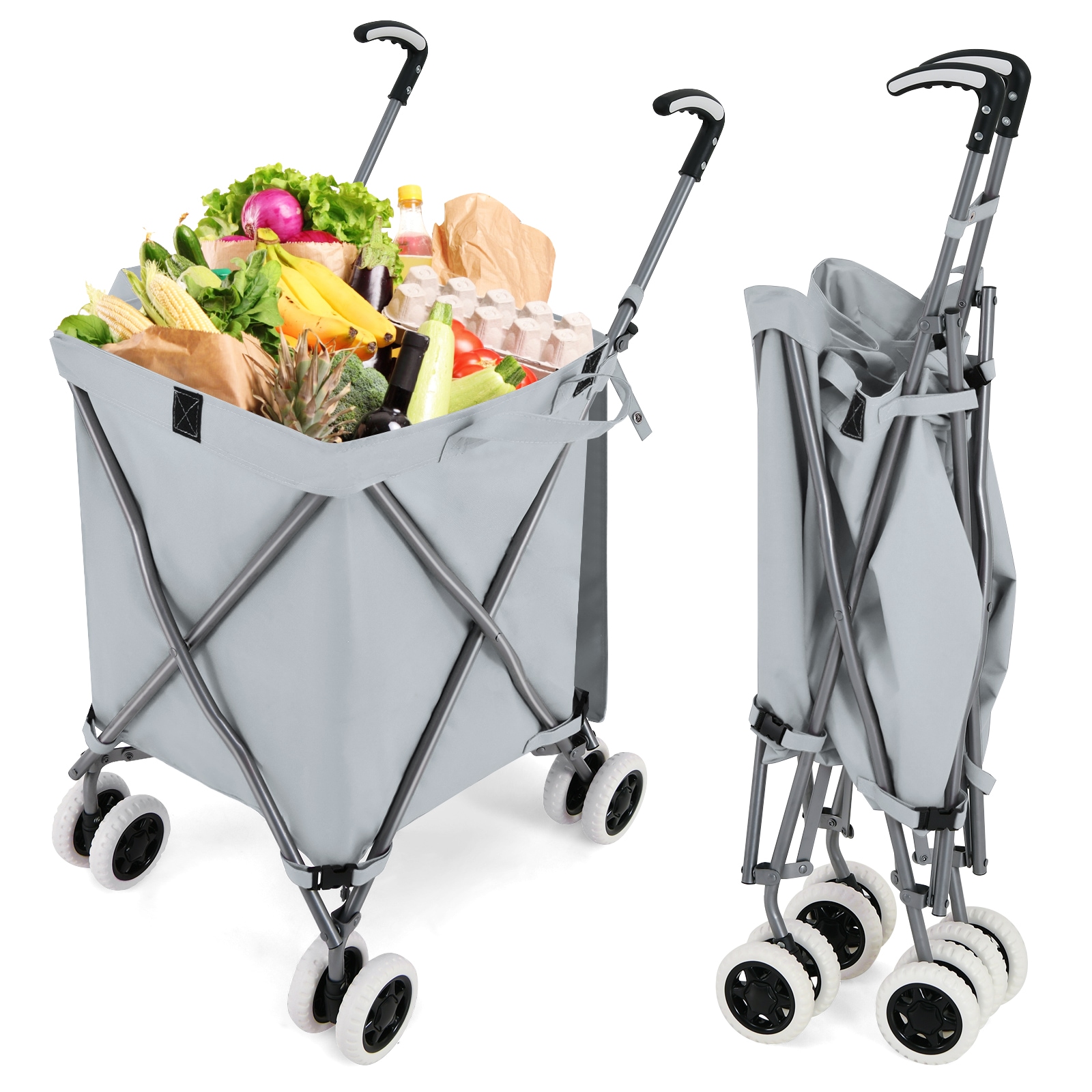 SUGIFT Folding Shopping Utility Cart with Removable Water-Resistant Canvas Bag - 24-gal 120-lb Capacity Steel Frame