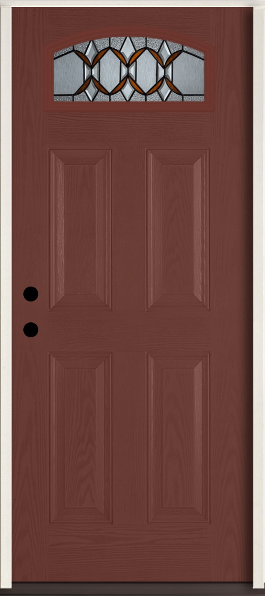 RELIABILT LO841870 Park Hill 36-in x 80-in x 4-9/16-in Fiberglass 1/4 lite Right-hand inswing Wineberry Stained Prehung Front Door Insulating core