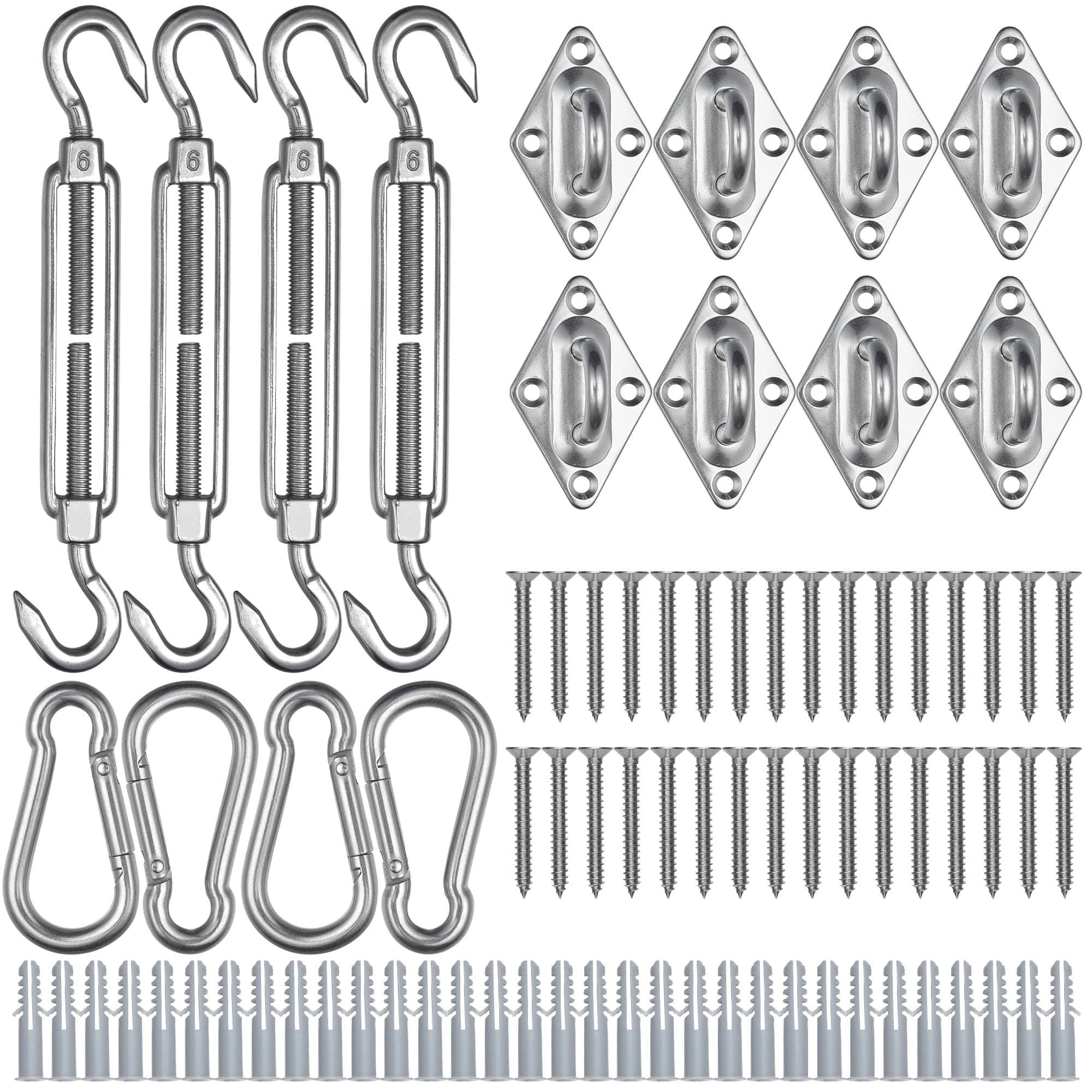 Yescom 07SSS023-H-R6INX2-LO Rectangle Sun Shade Sail Hardware Kit 304 Stainless Steel Outdoor Yard 2 Pack