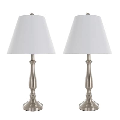 Hastings Home Table Lamps, Brushed Steel Glass Table Lamp