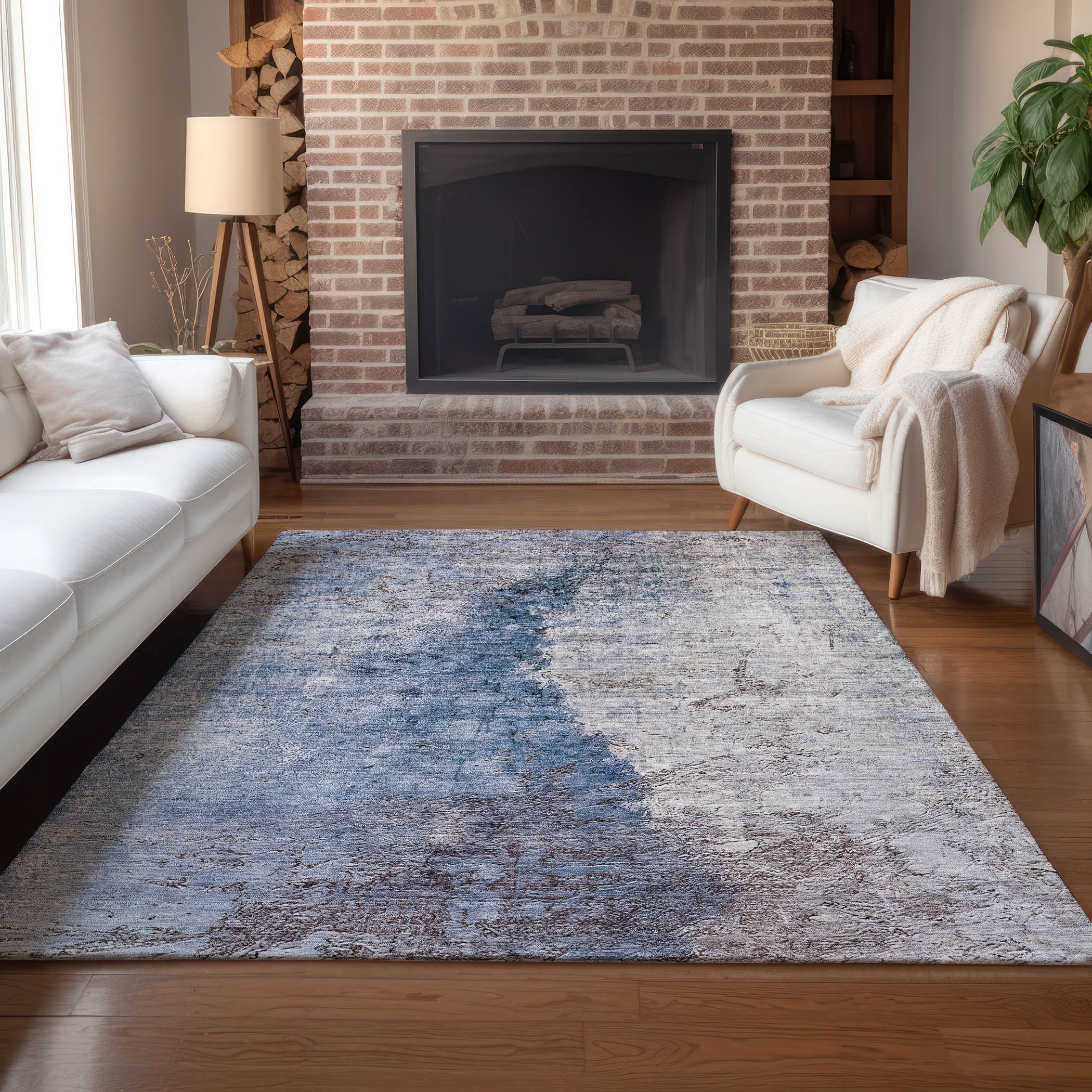 Addison Rugs ACN646BU10X14 Chantille ACN646BU 10 x 14 (ft) Polyester Blue Rectangular Indoor/Outdoor Abstract Machine washable Area rug