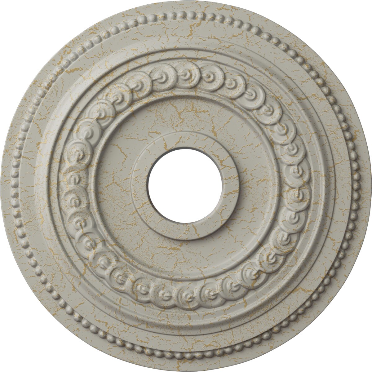 Ekena Millwork CM18OL1PCC Oldham 18-in W x 18-in L Painted Pot Of Cream Crackle Polyurethane Whole Ceiling Medallion