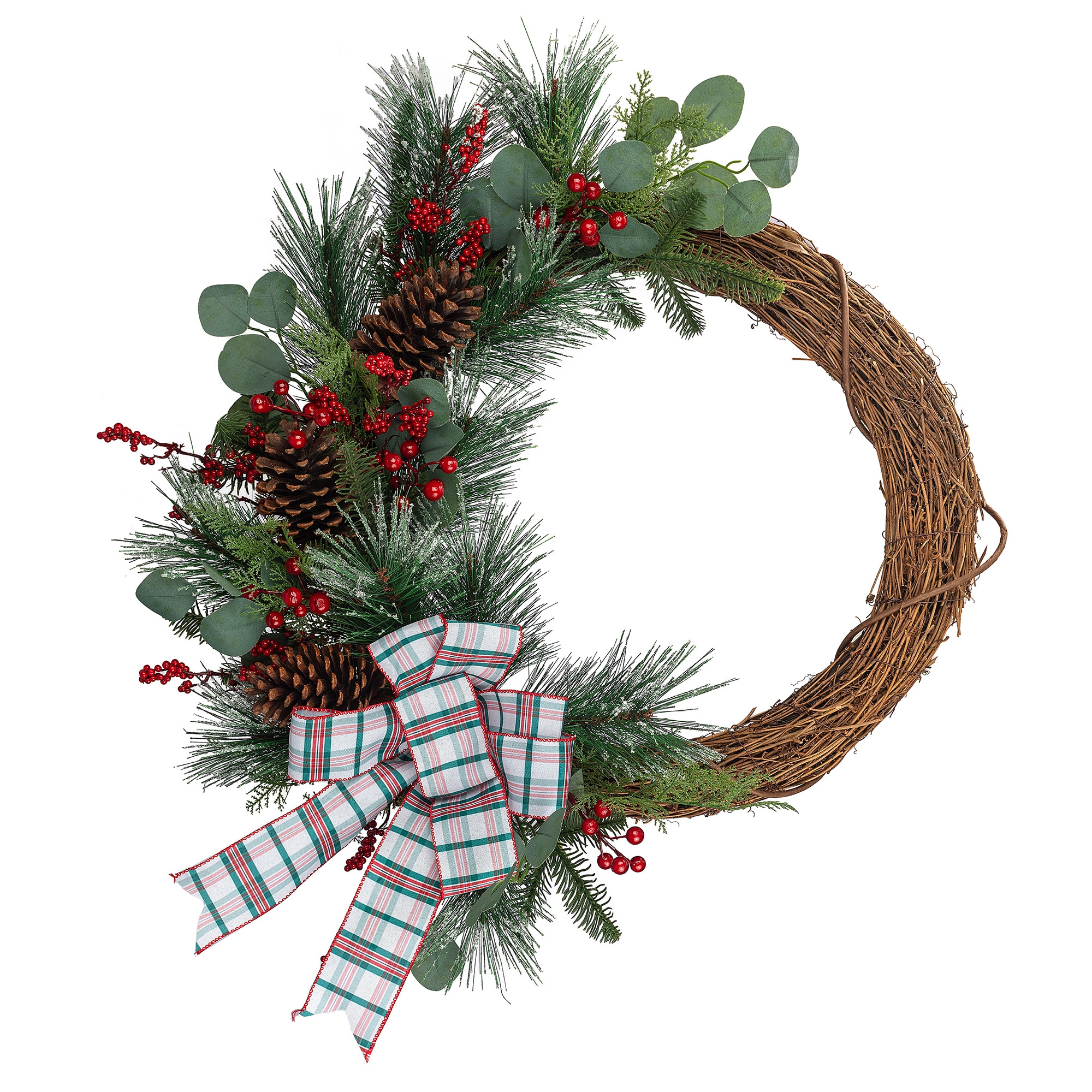 Holiday Living 88T0147A 28-in Indoor multi Mixed green Artificial Christmas Wreath