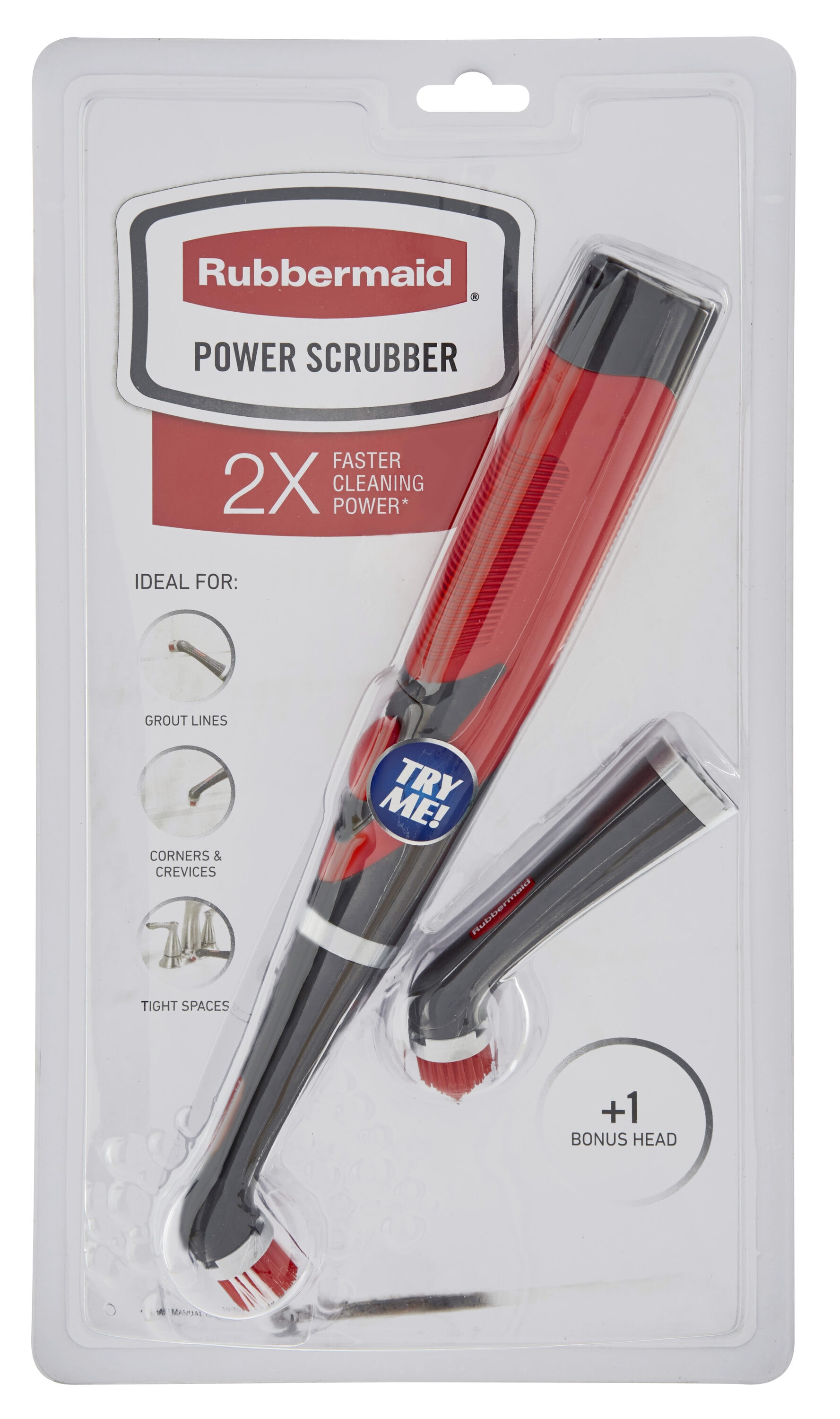 Gray and Red Cordless Electric Power Scrubber with Grip Handle