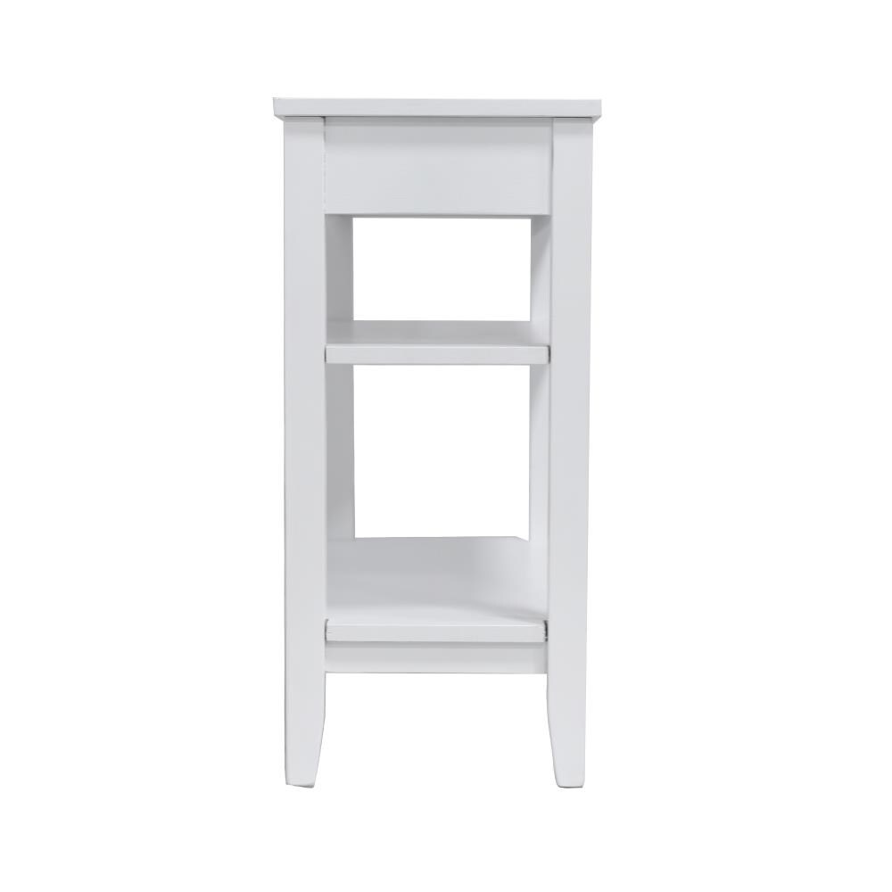 Clihome End Table White Wood Veneer Modern End Table with Storage at ...