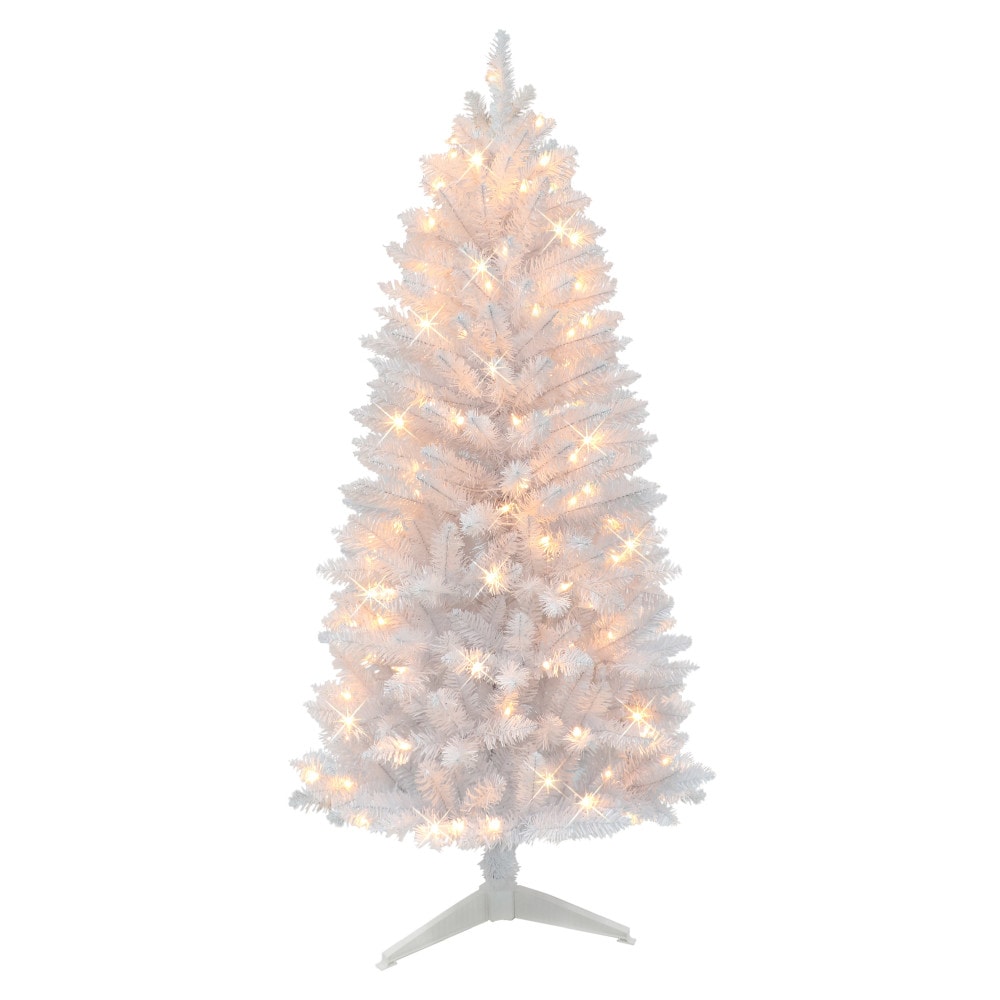 Puleo International WH-CPA-50C1 5-ft Pine Pre-lit White Artificial Christmas Tree with Clear Incandescent Lights