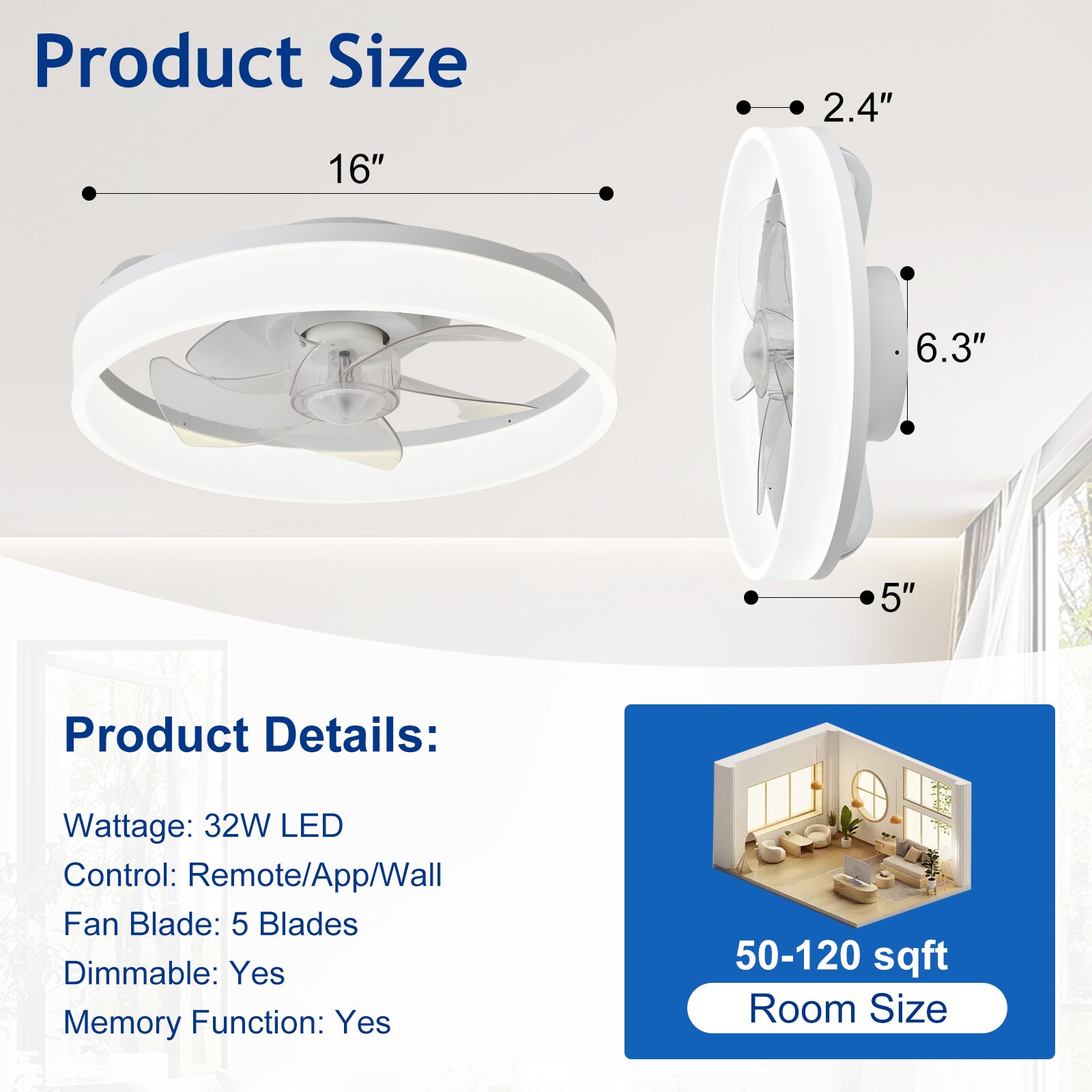Depuley WS-FPZ195-16C-WH-LW Ceiling-Fans - View #2