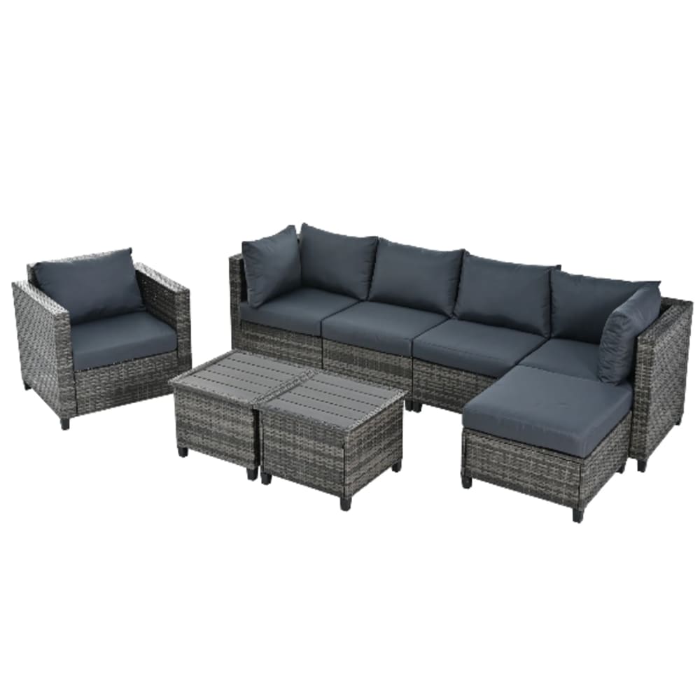 Nestfair 8-Piece Rattan 2 Patio Sofa Conversation Set with Gray ...