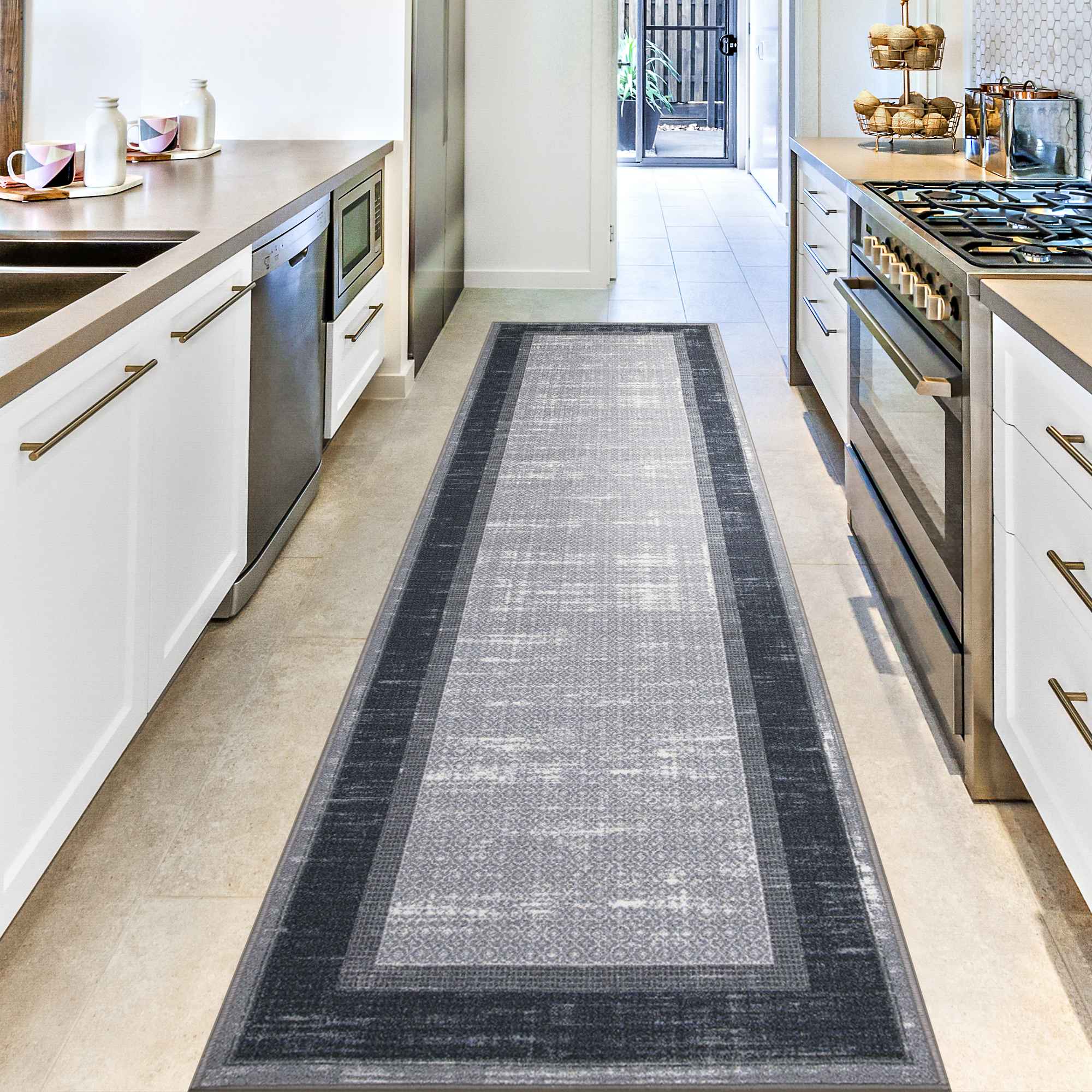 Long Kitchen Mat PU Leather Floor Mats Waterproof Oil Proof Non-slip PVC  Carpet Home Balcony Corridor Decor Entrance Doormat
