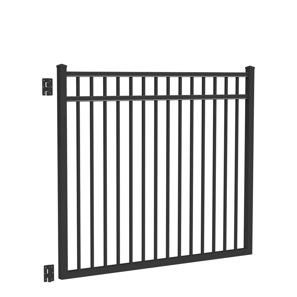 Freedom 73016336 New Haven 5-ft H x 6-ft W Black Aluminum Decorative Walk-thru Spaced picket Fence gate