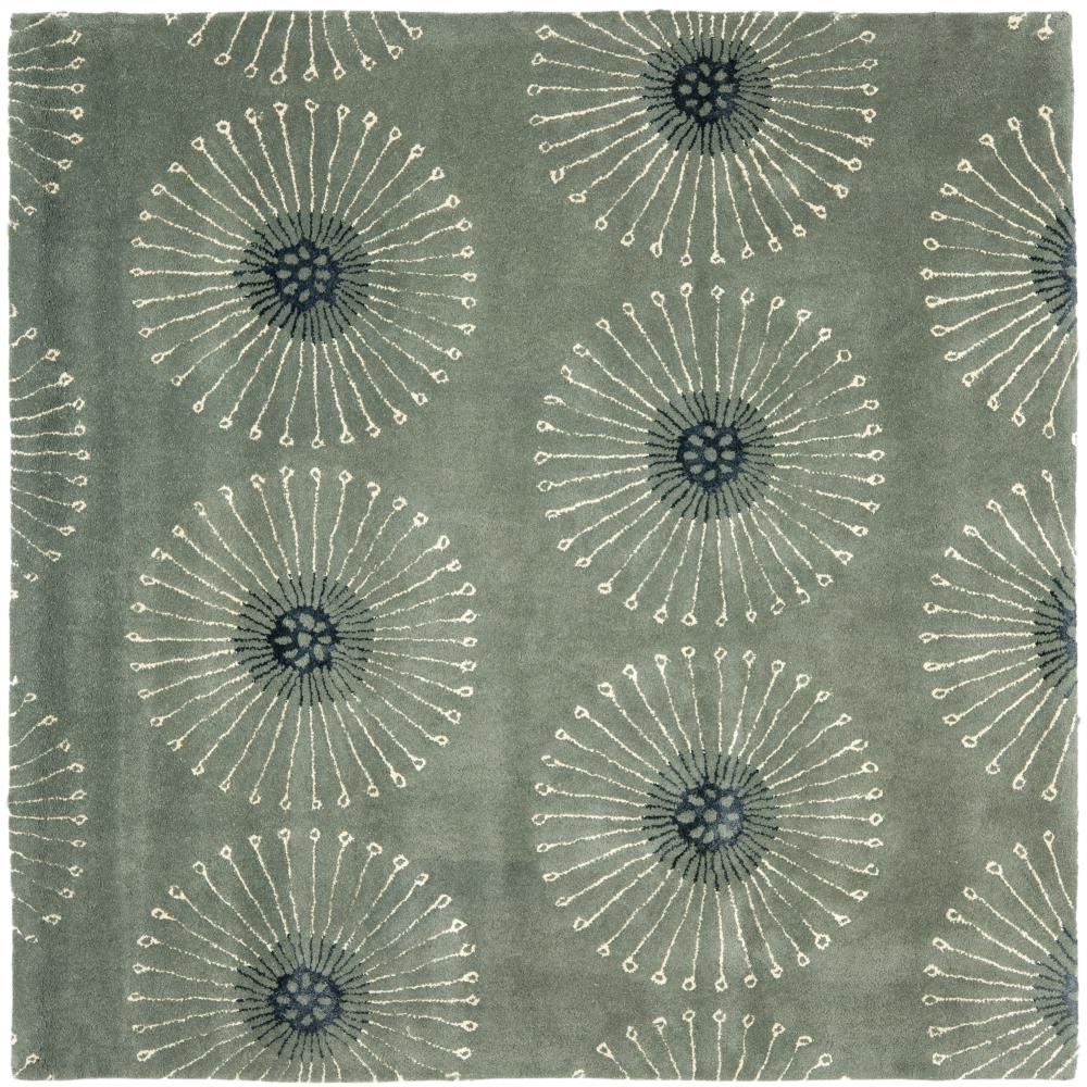Safavieh SOH821C-6SQ Soho Kolo 6 x 6 (ft) Tufted Wool Gray/Ivory Square Indoor Floral/Botanical Farmhouse/Cottage Area rug