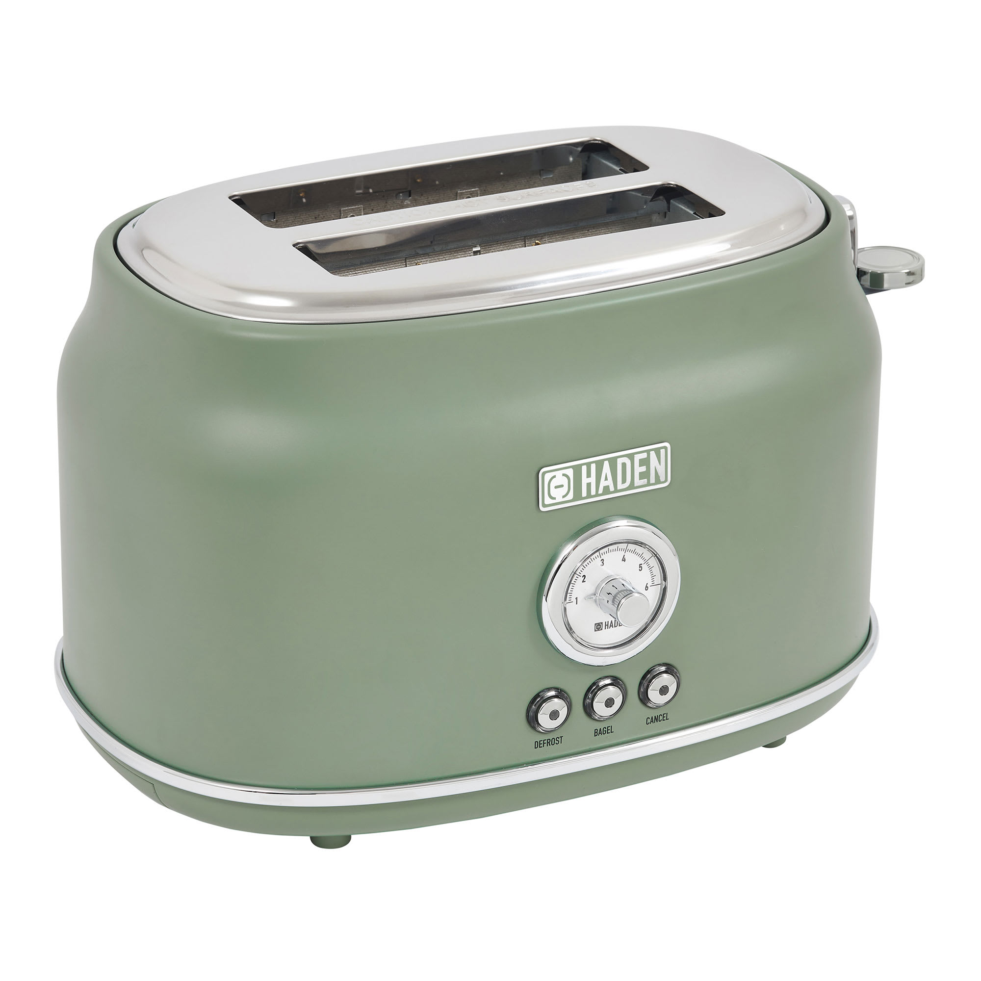 Haden 405980 Dorset 2 Slice Wide Slot Stainless Steel Toaster with Adjustable Browning Control Non Slip Feet Cedar Green  Chrome