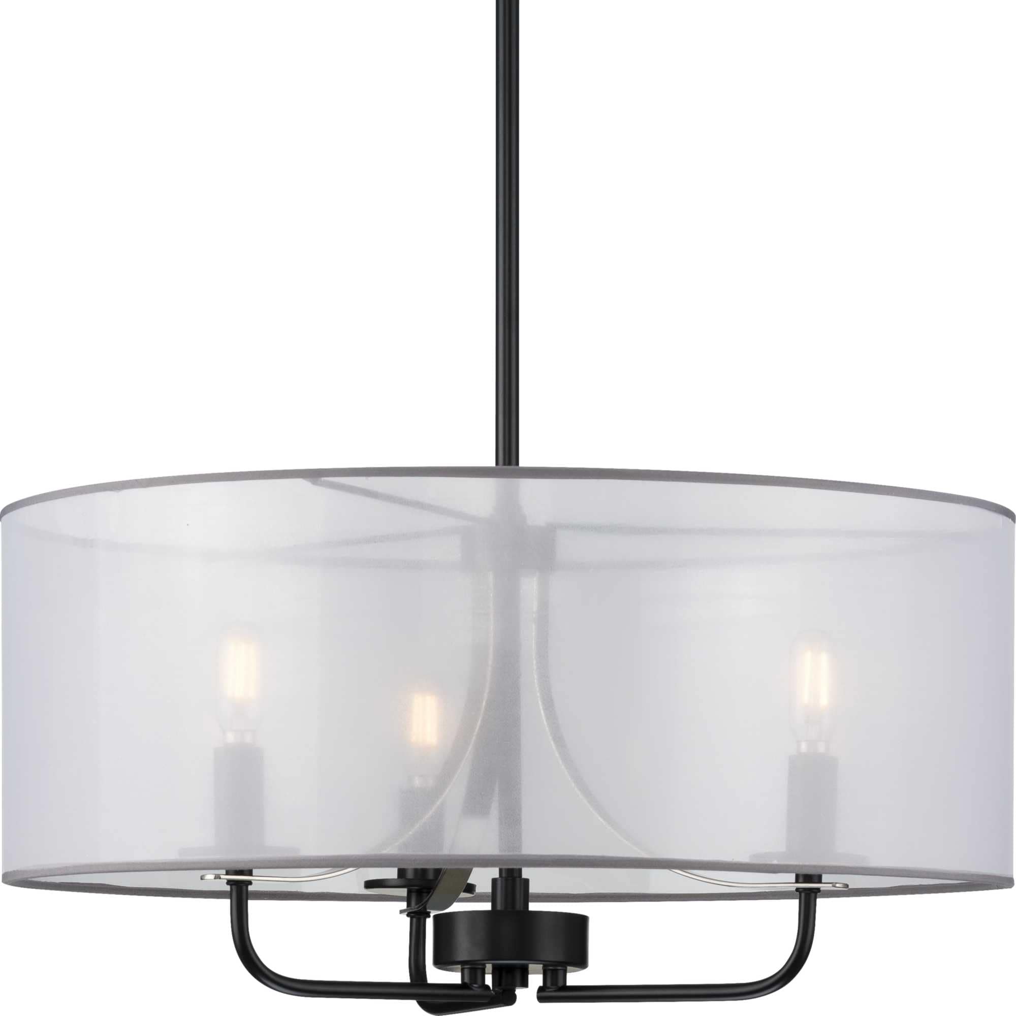 Progress Lighting P500243-031 Riley 3 -Light Matte Black Traditional Drum Medium Hanging Pendant light