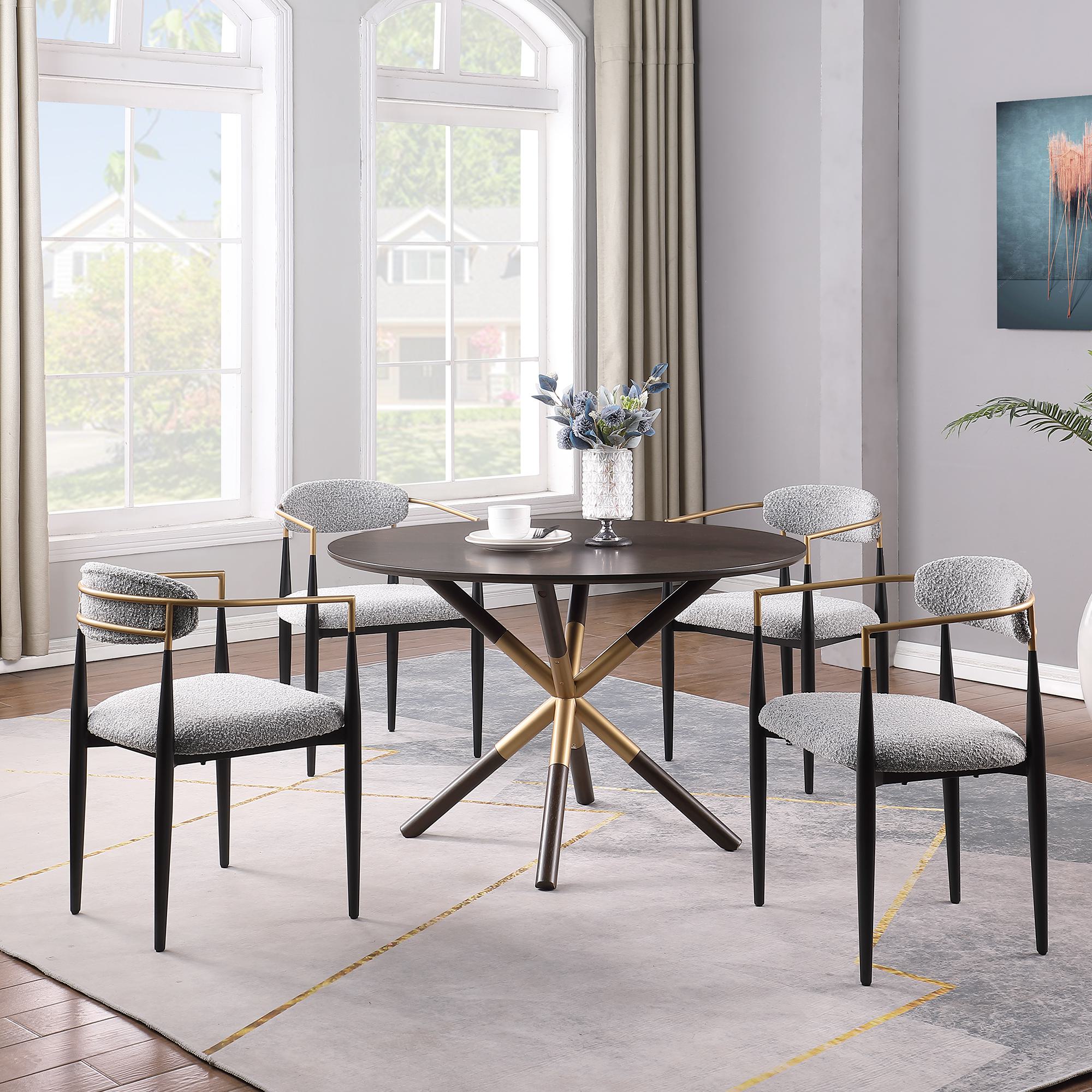 FARATI D2006-4-RTC-GREY Grey Contemporary/Modern Dining Room Set with Round Table ( Seats 4 )