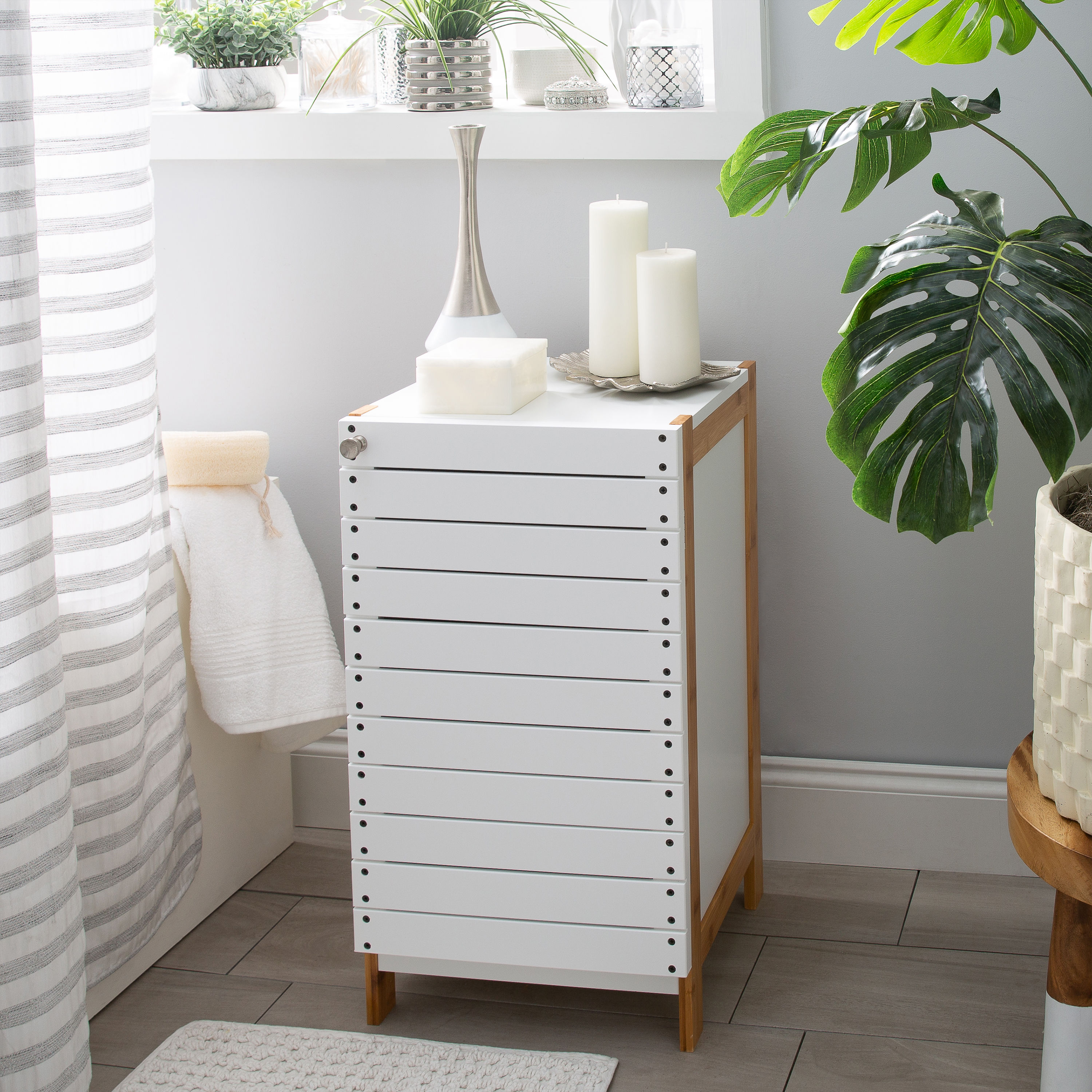 Organize It All Bamboo 4-Tier Freestanding Bathroom Shelf (12-in x 41.34-in  x 12-in)