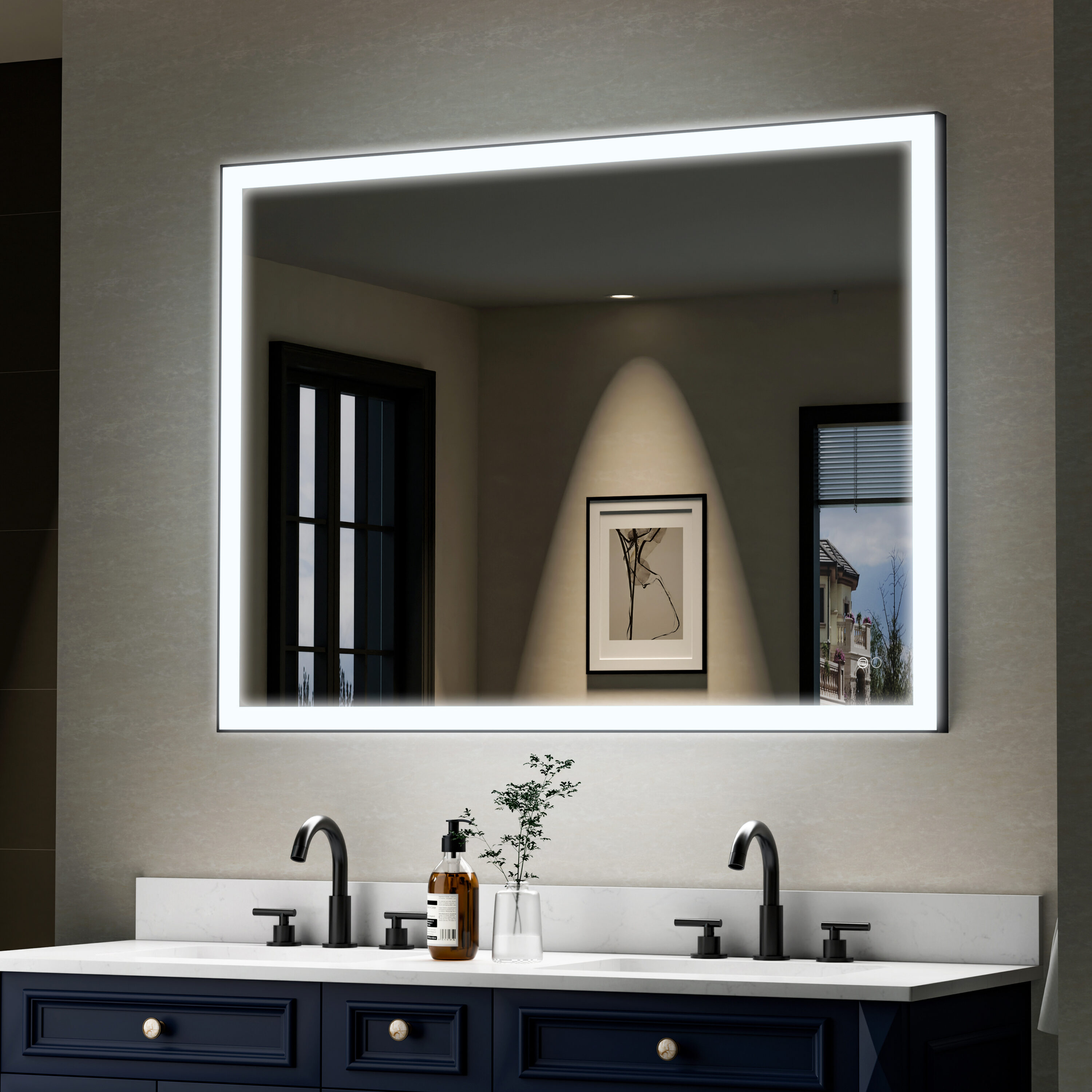 WELLFOR W5FM4836MB Framed-Bath-Mirrors - View #2