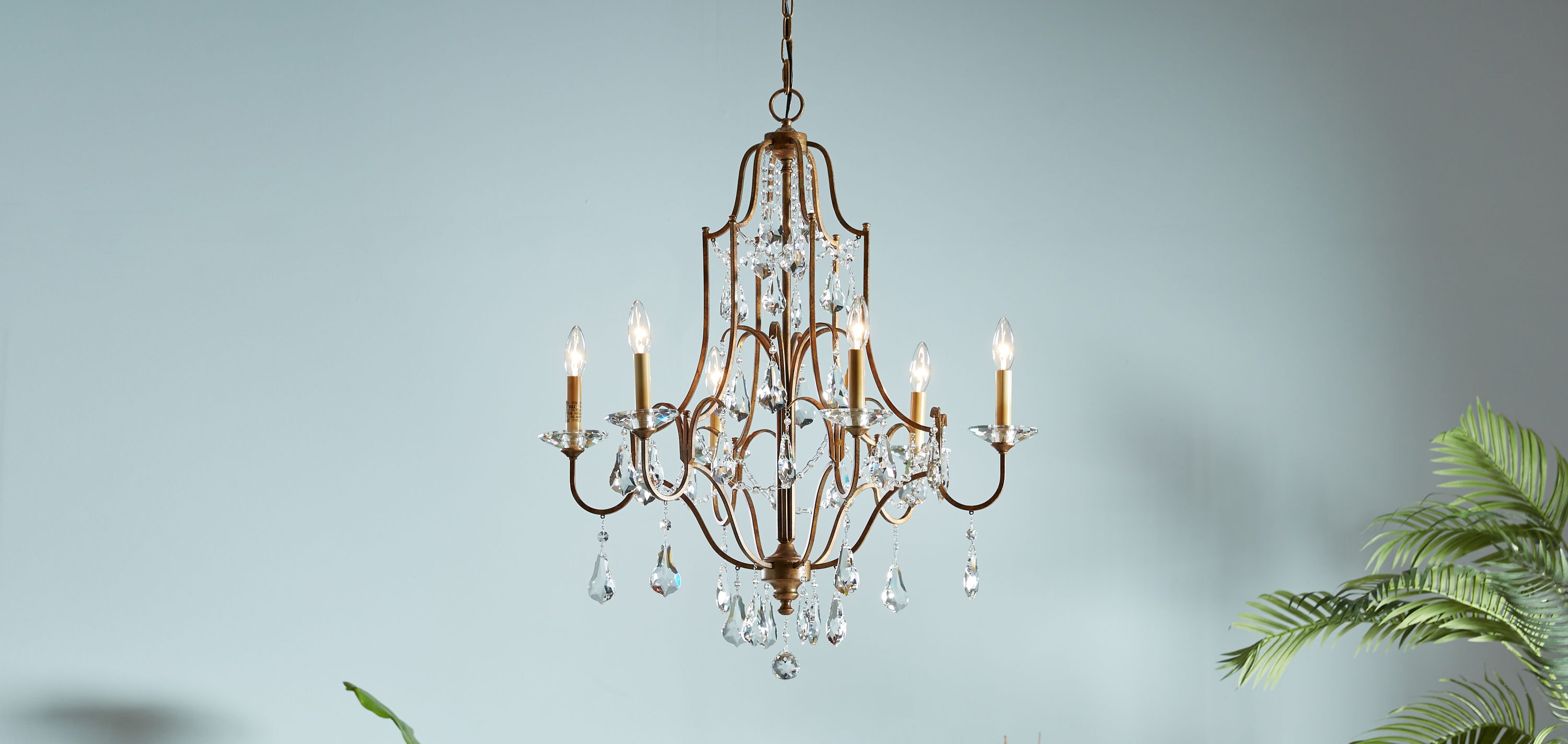 Valentina Oxidized Bronze 6-Light Crystal Candle Chandelier