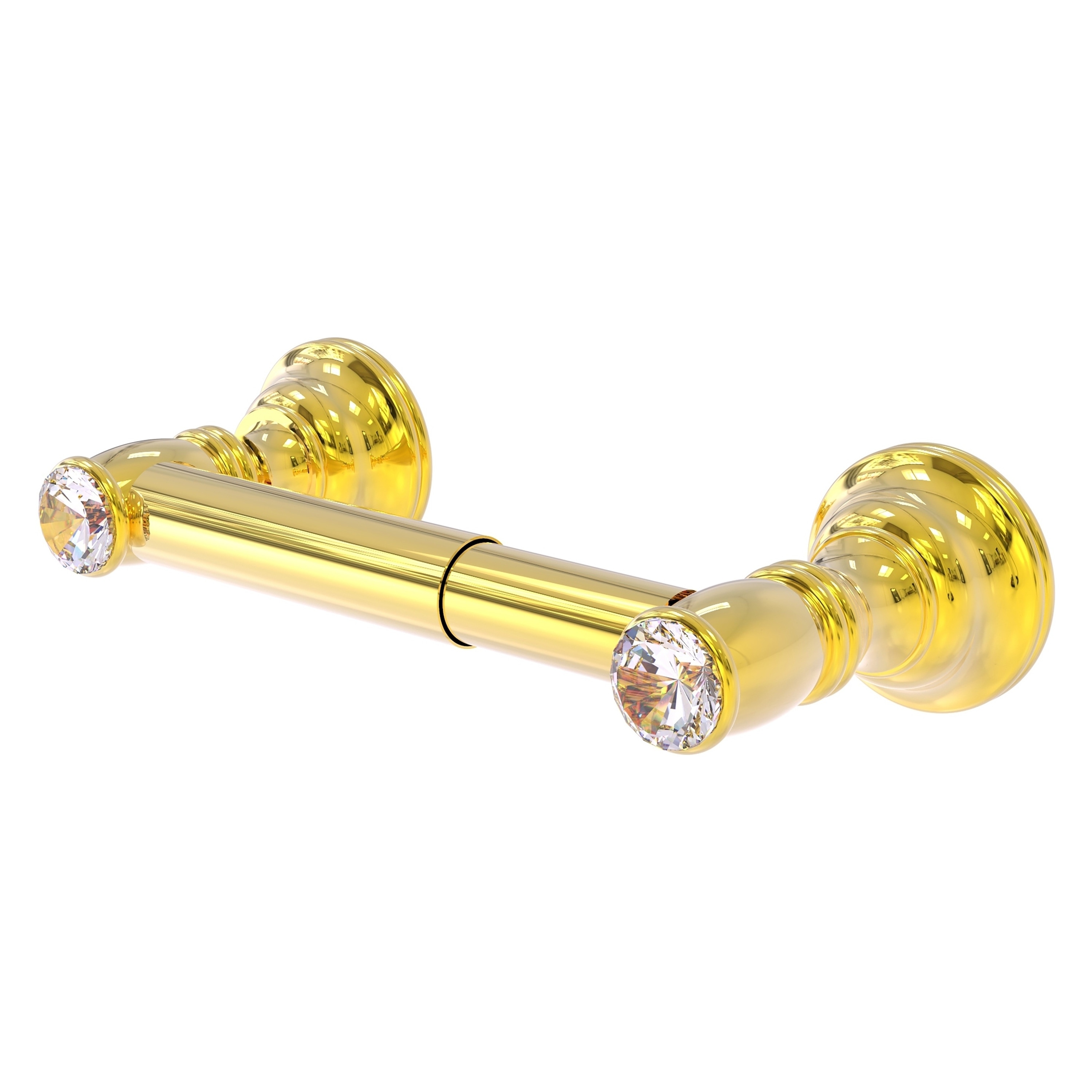 Allied Brass CC-24-PB Carolina Crystal Polished Brass Wall mount Double post Toilet Paper Holder 1 -Rolls