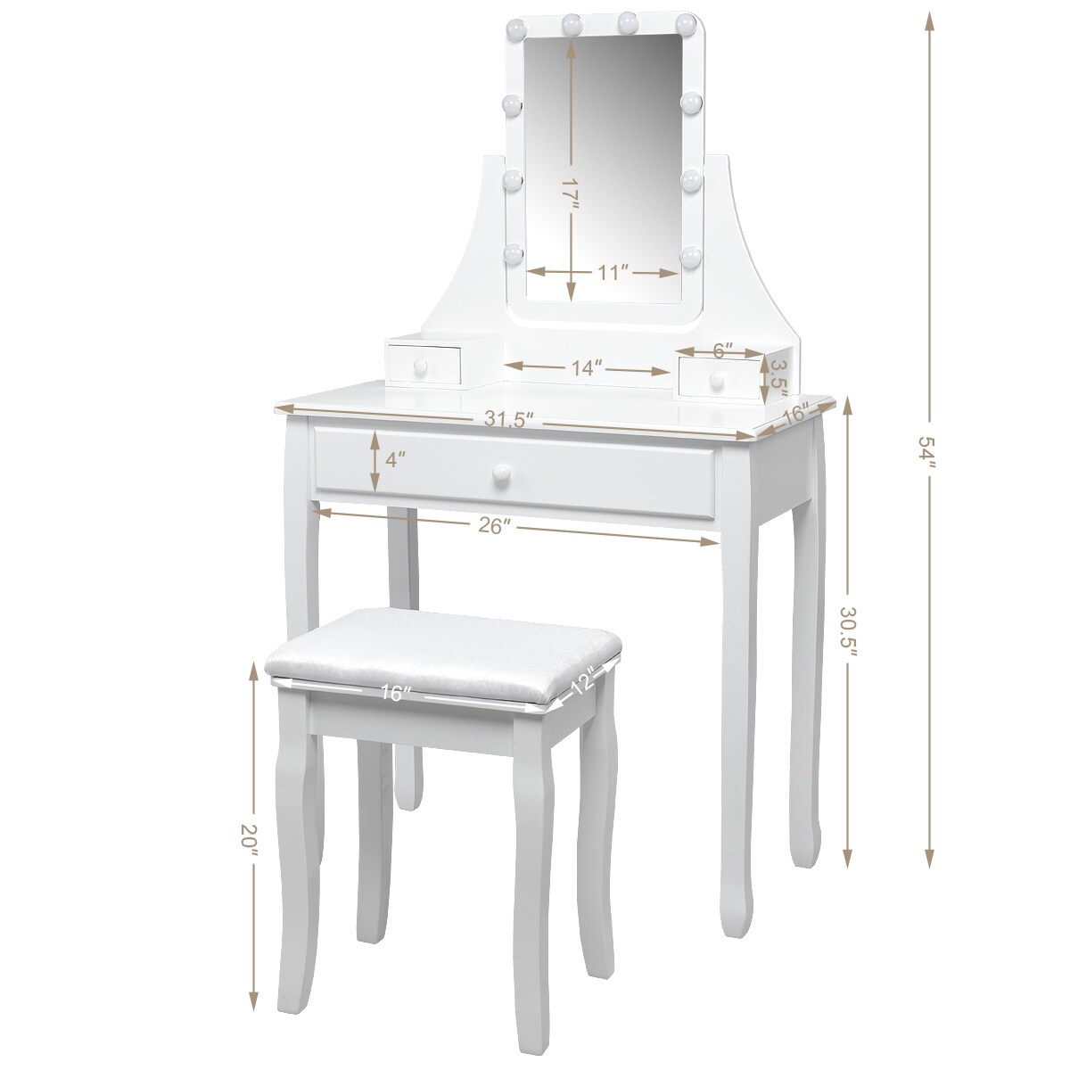 Costway CSHY000060 Bedroom-Vanities - View #3
