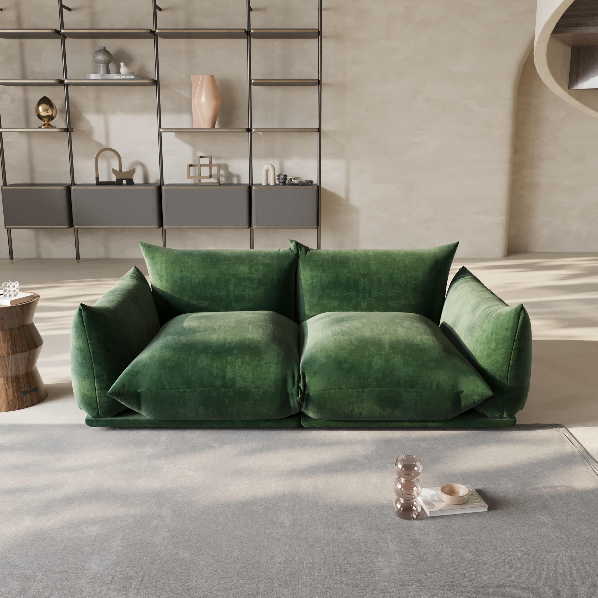 BuotiqHom DH-A-119GN-S2 77-in Modern Green Chenille 2 -seater Loveseat