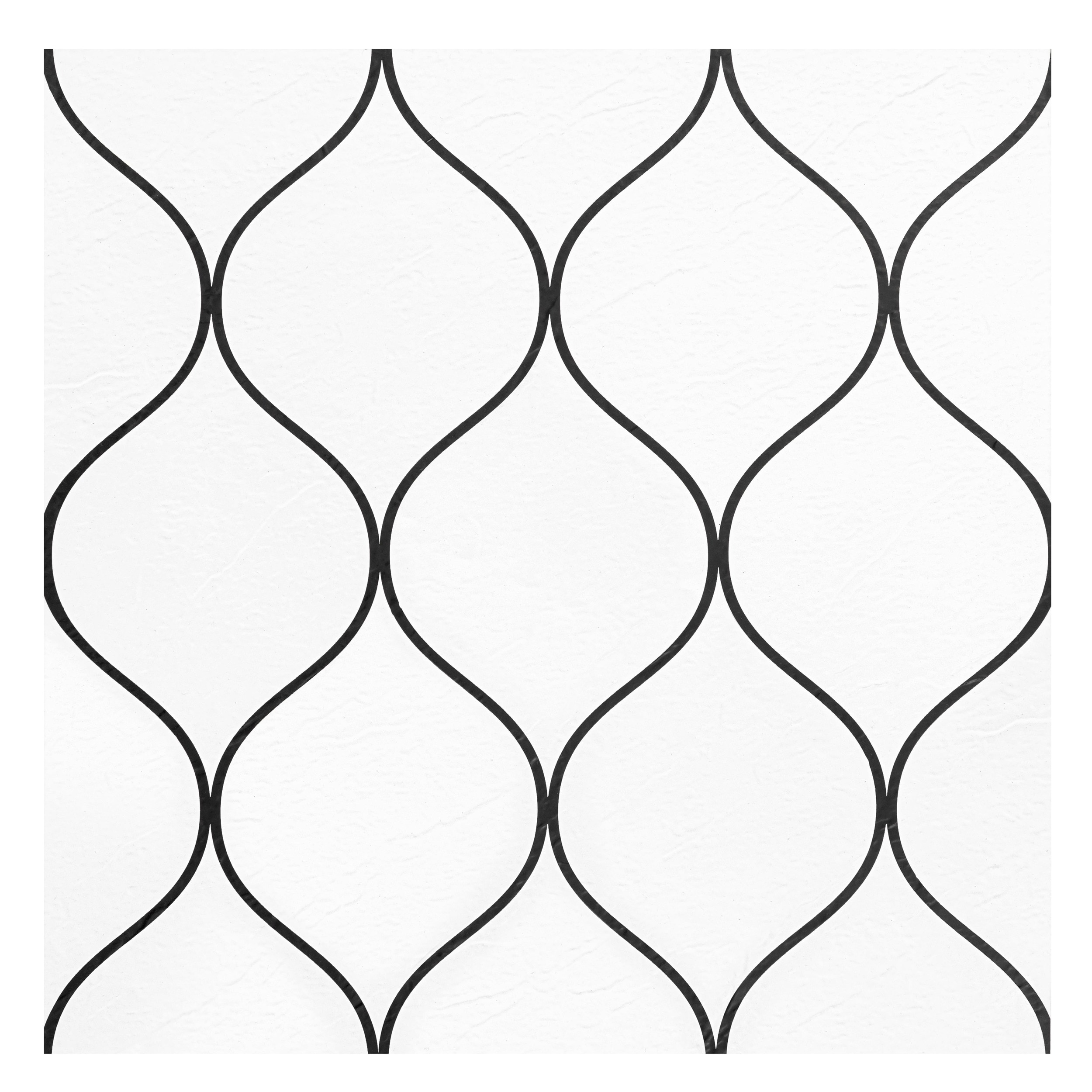 Achim RTFTV62520 Scallop Black and white Patterned look 2.75-mil x 12-in W x 12-in L Peel and stick Luxury Vinyl Tile Flooring ( 20-sq ft Carton )