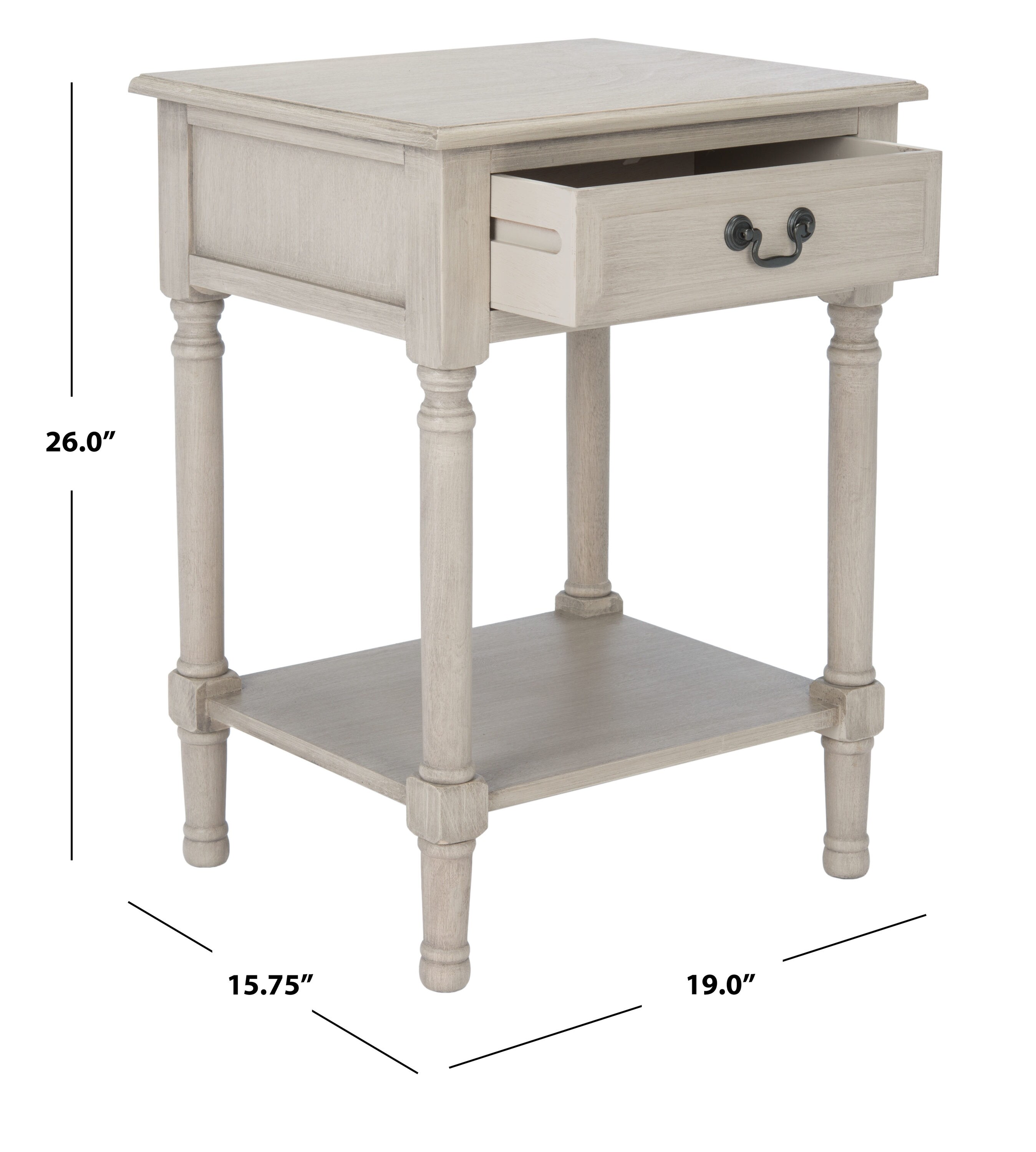 Safavieh Whitney Greige Wood Country End Table with Storage in the End ...