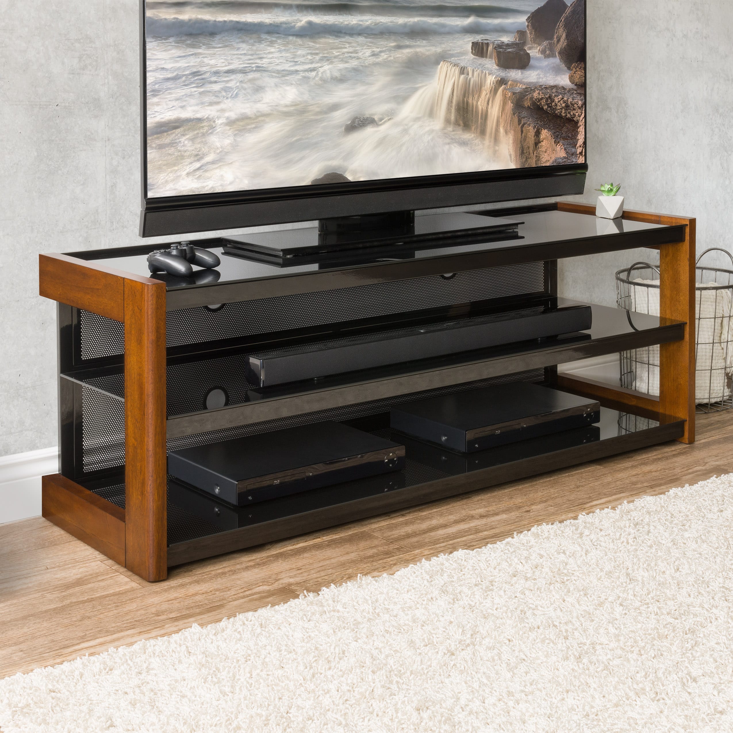 CorLiving Milan Modern/Contemporary Nutmeg Brown Tv Stand (Accommodates ...