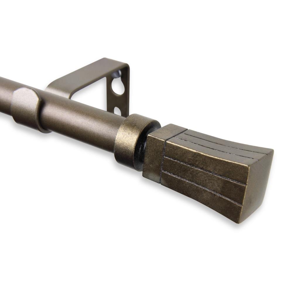 Hart & Harlow L5711-284 5/8-in Rowley 28-in to 48-in Antique gold Steel Single curtain rod with Finials