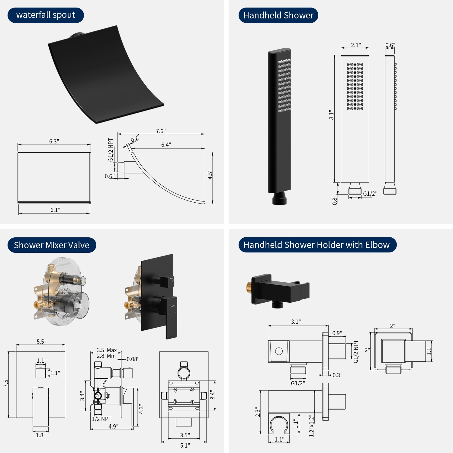 Tahanbath MT2-277545 Showerhead-Bar-Panels - View #4