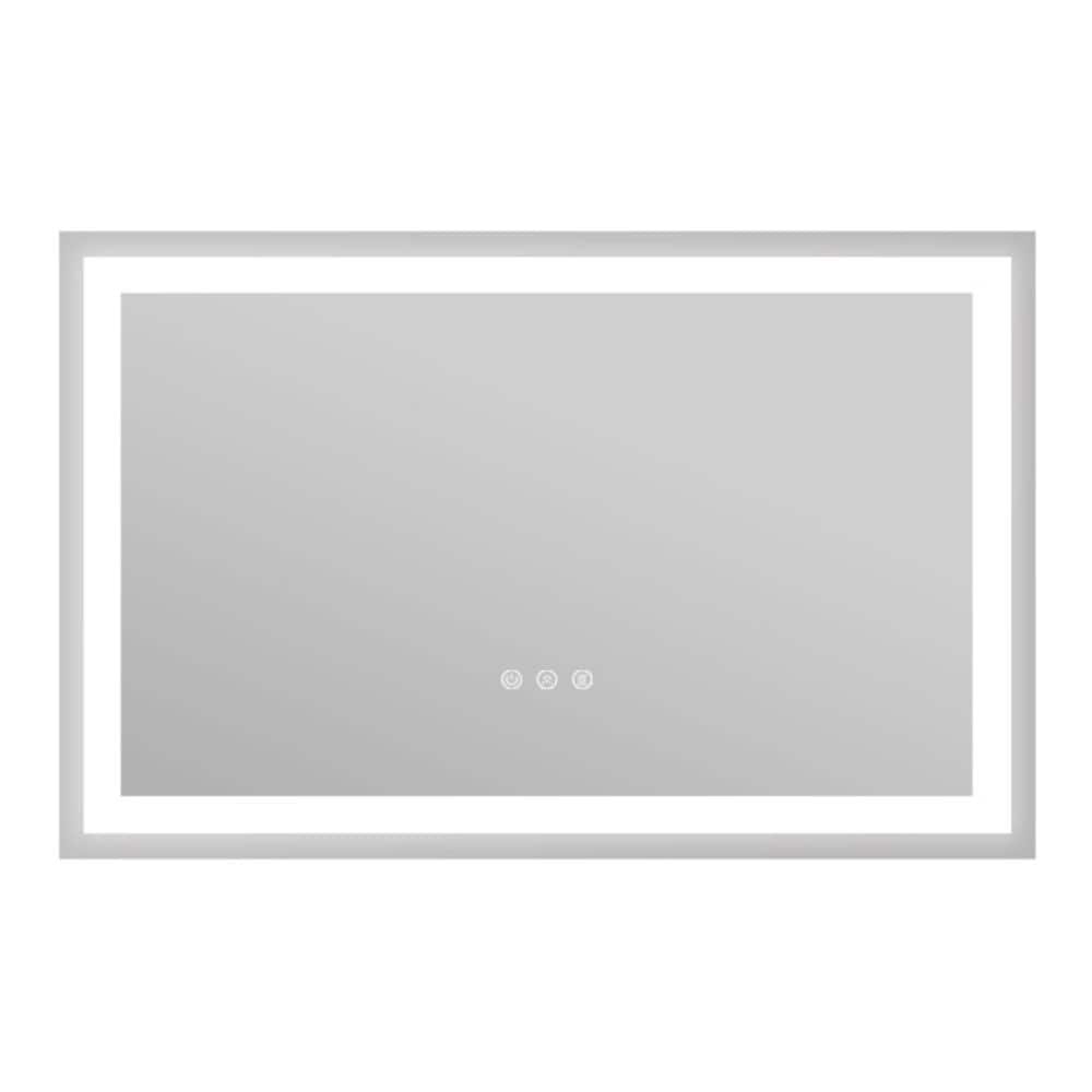 HomLux LMRECTFL6036 Rectangular Frameless AntiFog LED Bathroom Vanity Mirror 60 in. W x 36 in. H 3 Color Temperatures Sliver