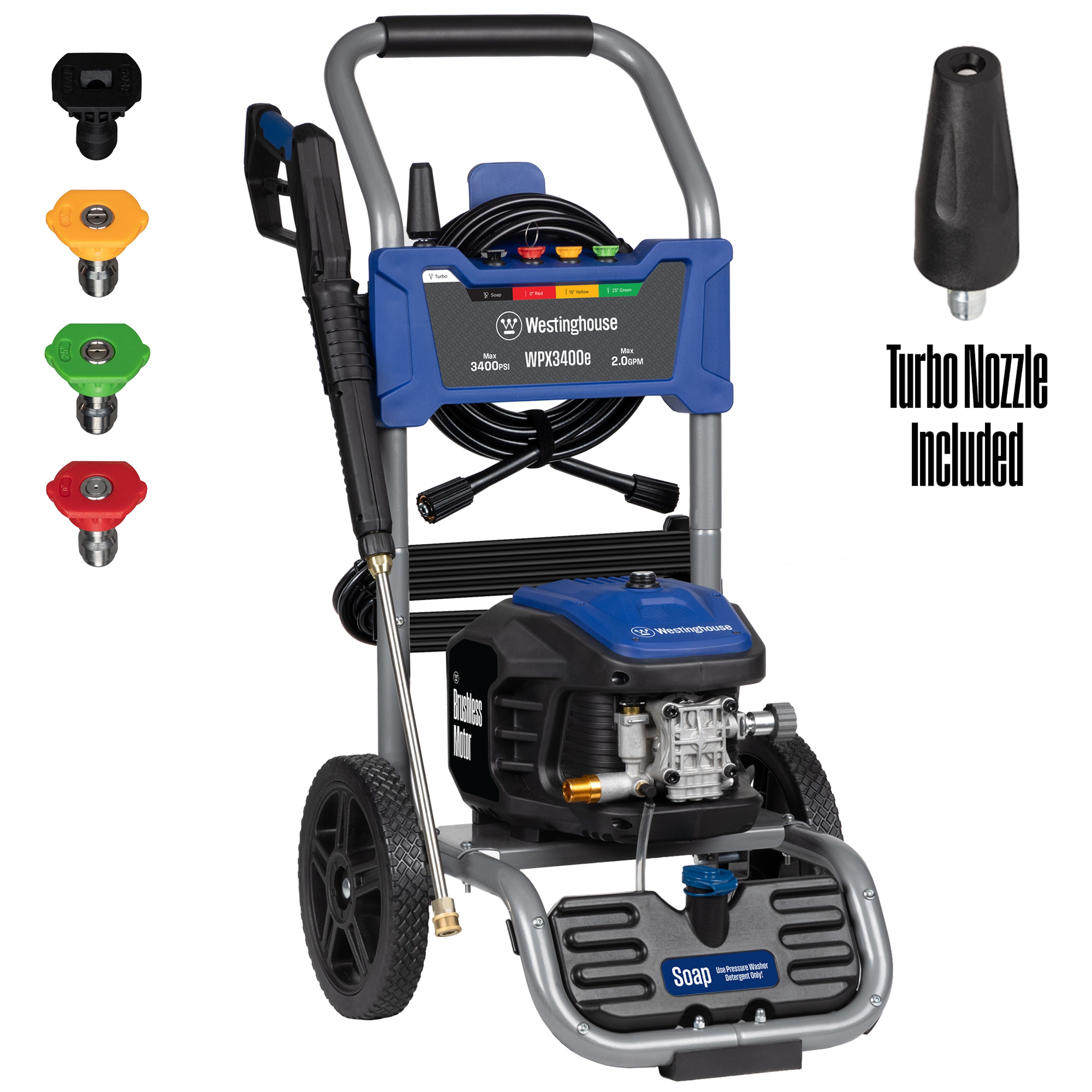 Westinghouse WPX3400e Brushless Heavy Duty 3400 PSI 2-GPM Cold Water Electric Pressure Washer with 5 Spray Tips WPX3400E Sansujyuku sansujyuku.com