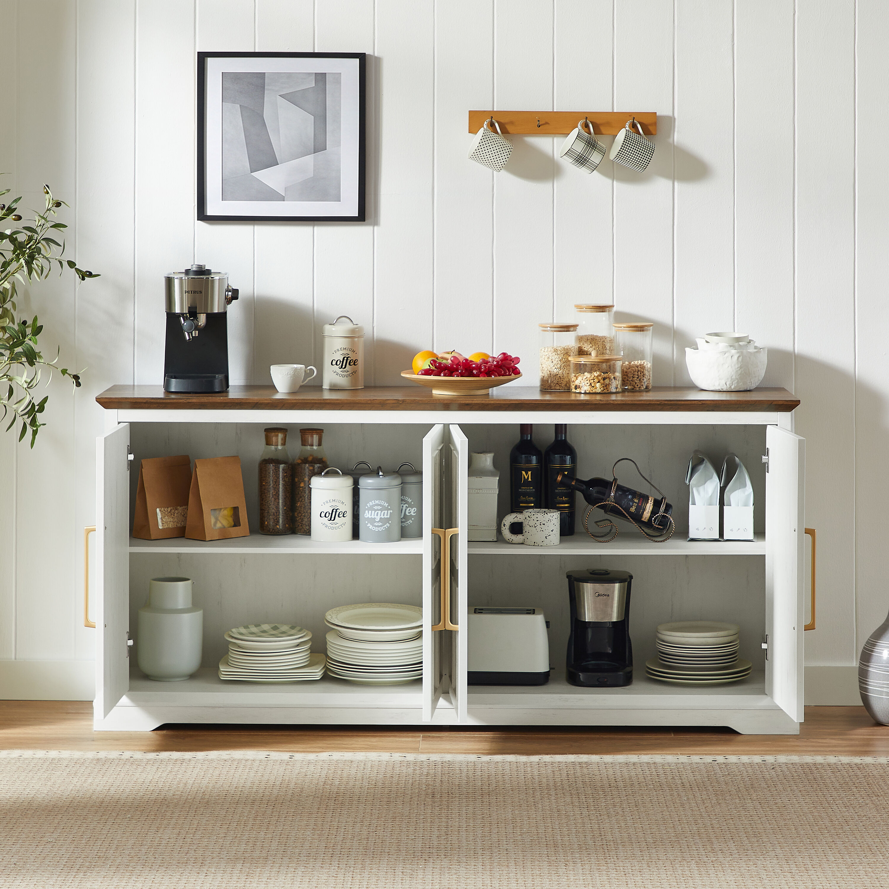 JUSHUA 67Inches Large Sideboard Buffet Cabinet with Storage Farmhouse ...