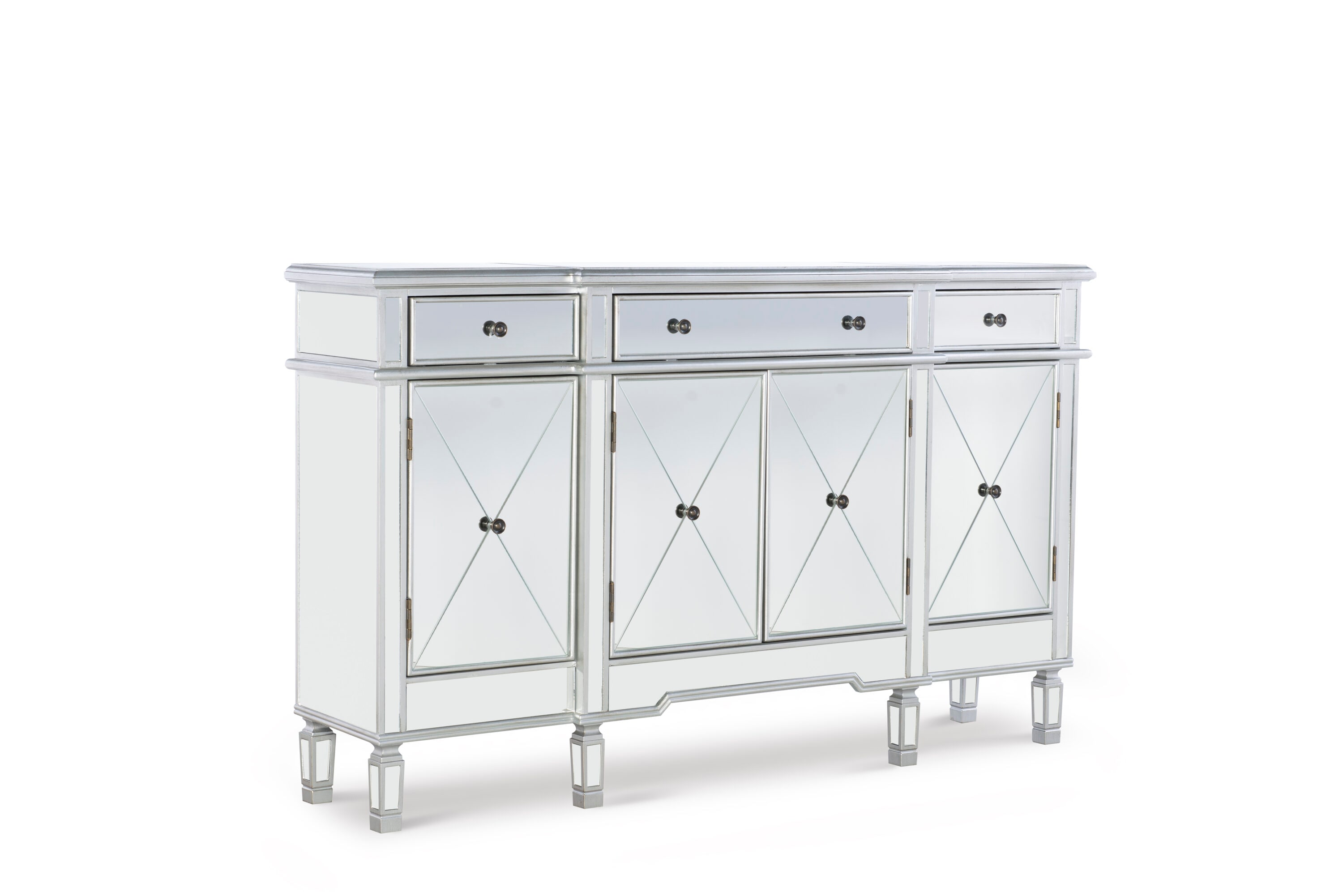 Powell PWLS254 Glam Mirrored and gray wood Console table