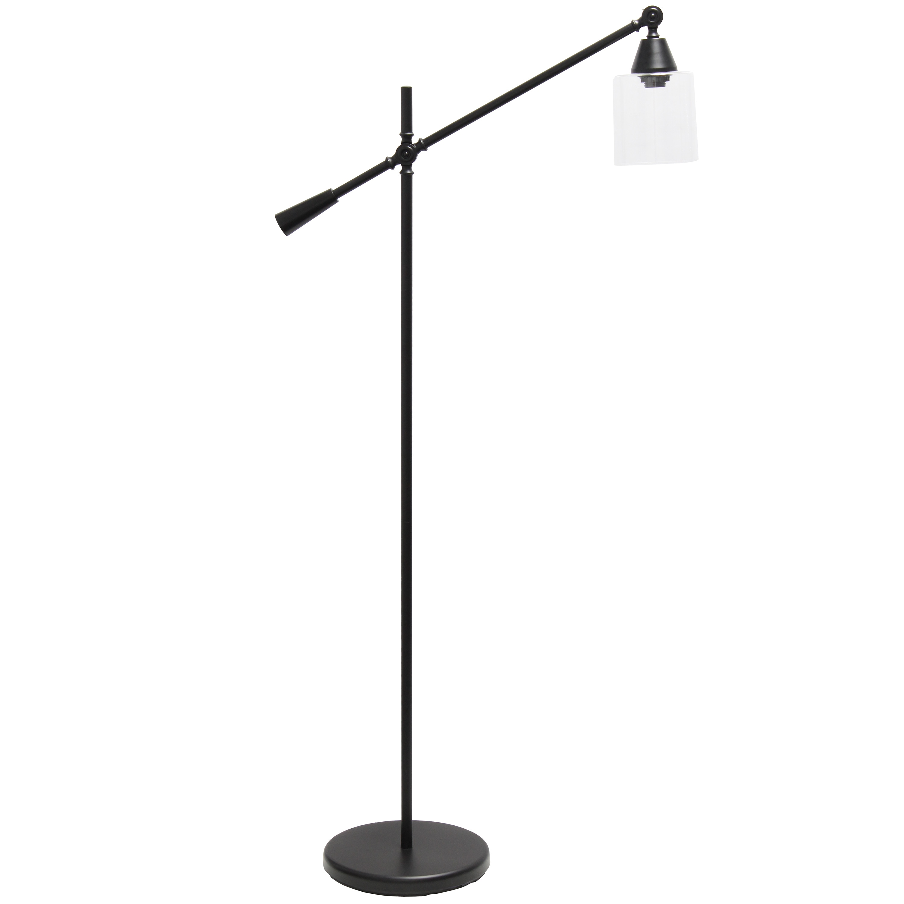 Lalia Home LHF-5021-BK Studio Loft 55.5-in Black Swing-arm Floor Lamp with Glass Shade