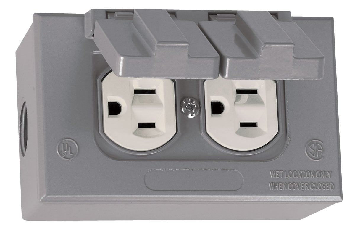 Gampak Metallic Gray 1-Outlet Weatherproof Electrical Outlet Cover at