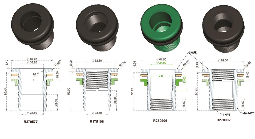 Lifegard Aquatics 1-1/2 Bulkhead Fitting FPT X SLIP